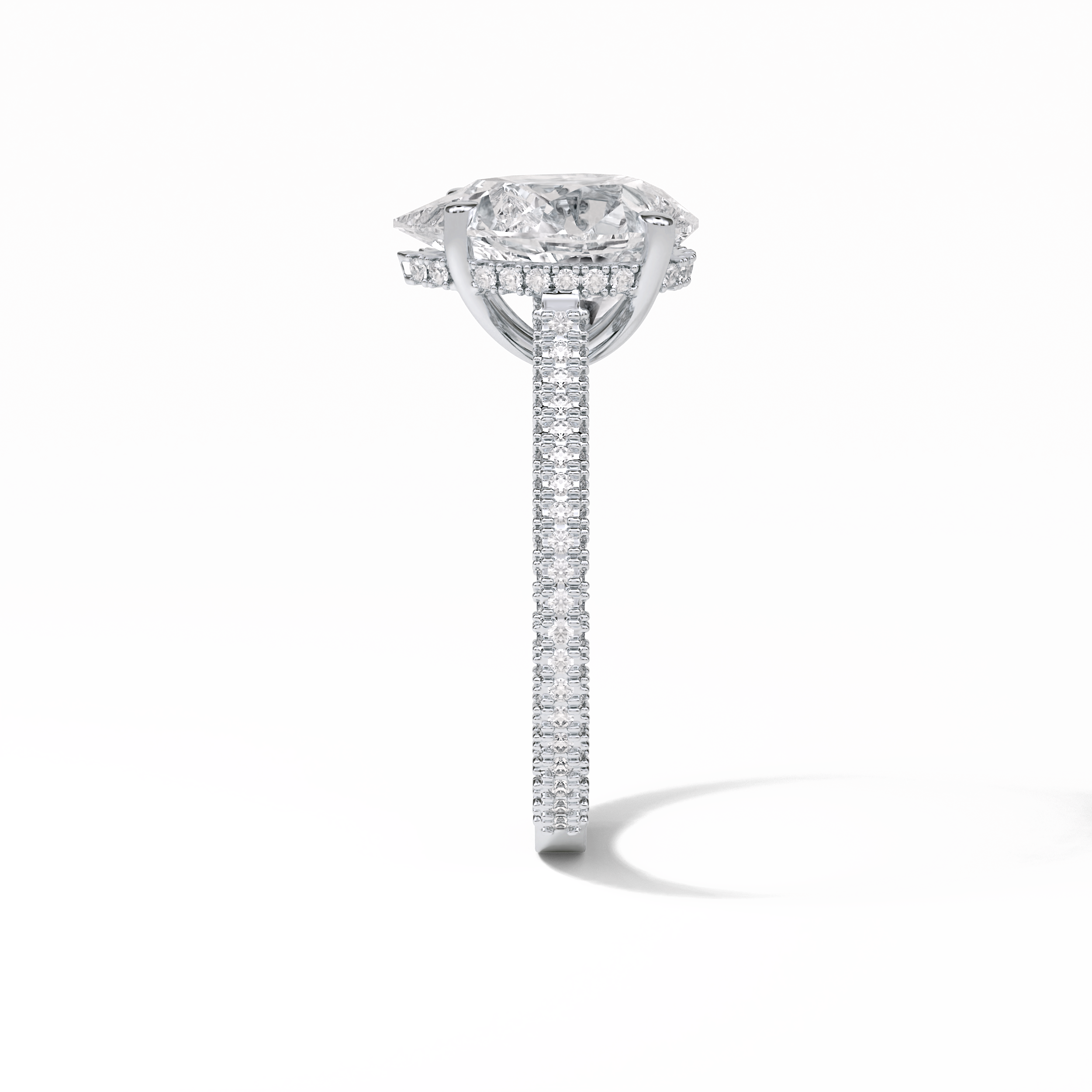 3.1 CT Pear Cut Pave & Hidden Halo Style Moissanite Engagement Ring 5