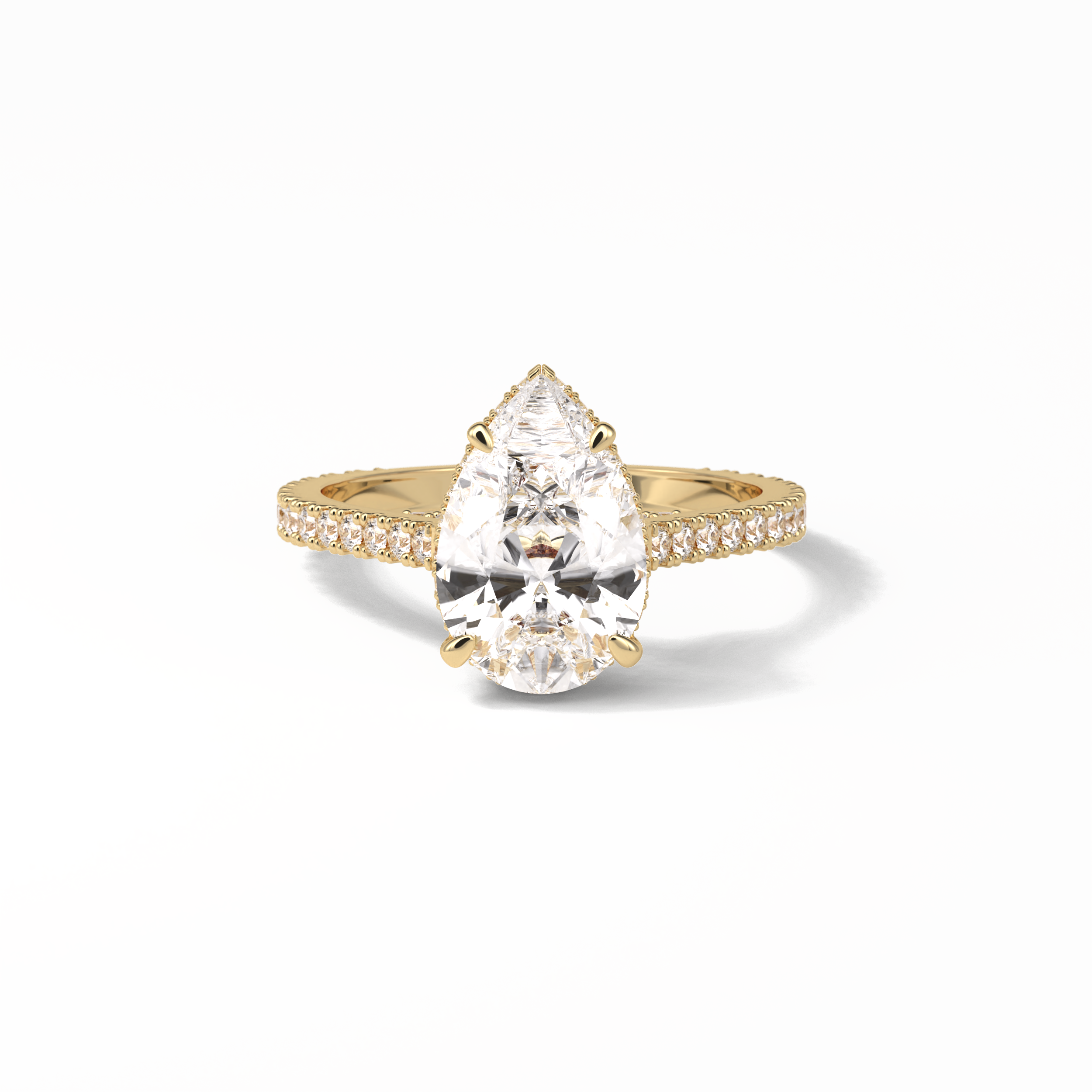 2.8 CT Pear Cut Pave & Hidden Halo Style Moissanite Engagement Ring 15