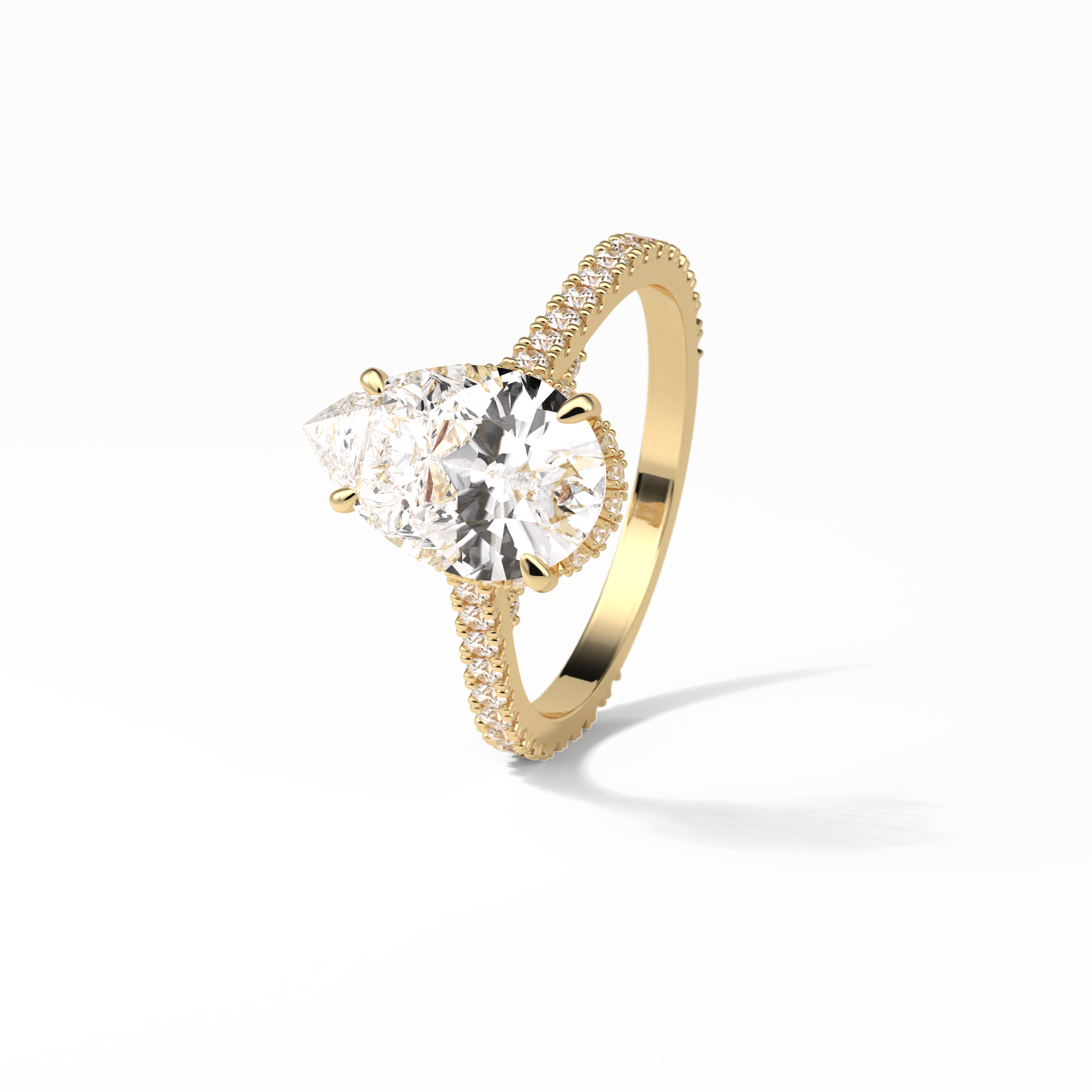 2.8 CT Pear Cut Pave & Hidden Halo Style Moissanite Engagement Ring 20