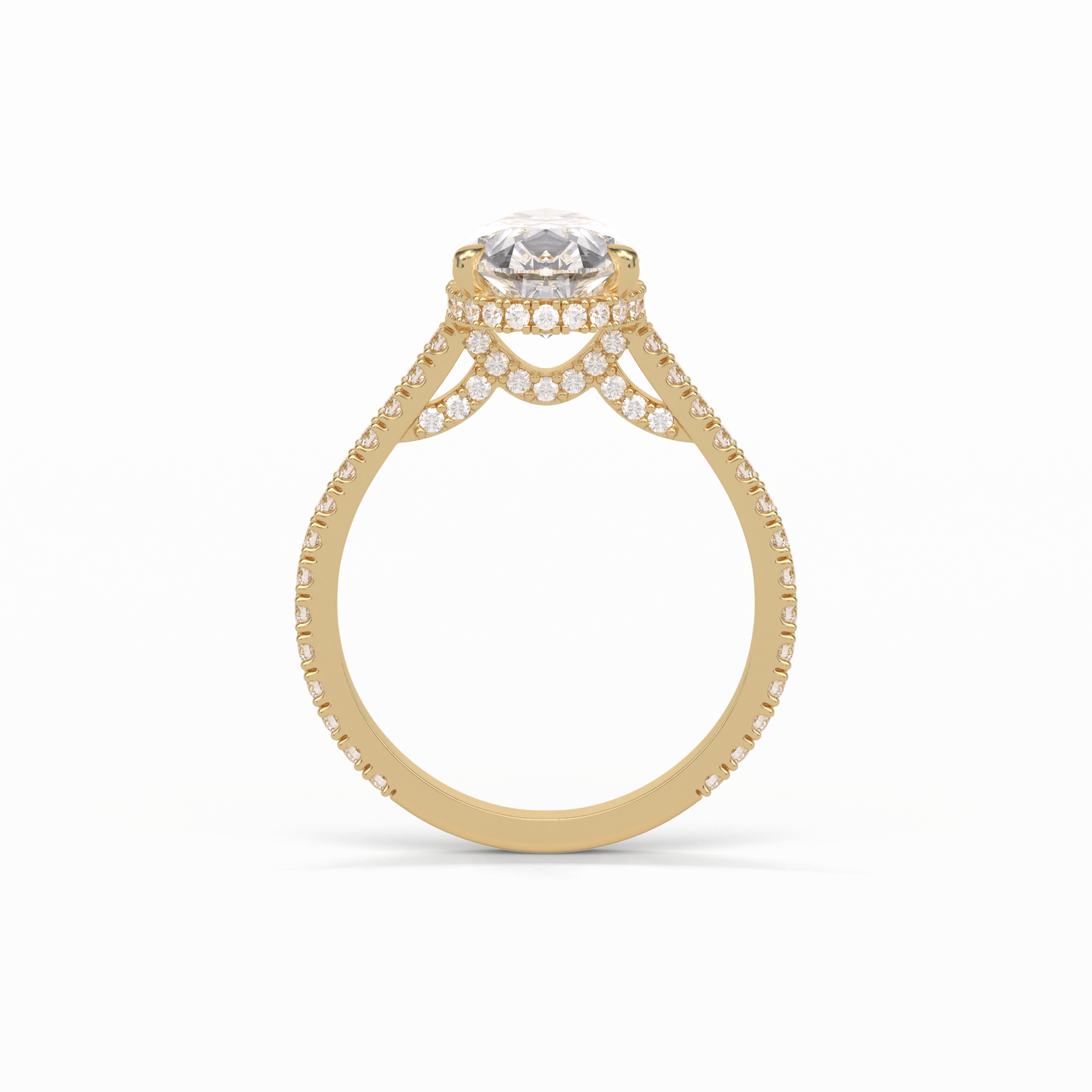 2.8 CT Pear Cut Pave & Hidden Halo Style Moissanite Engagement Ring 17