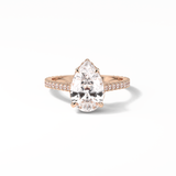 2.8 CT Pear Cut Pave & Hidden Halo Style Moissanite Engagement Ring 8