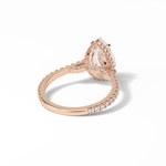 2.8 CT Pear Cut Pave & Hidden Halo Style Moissanite Engagement Ring 13
