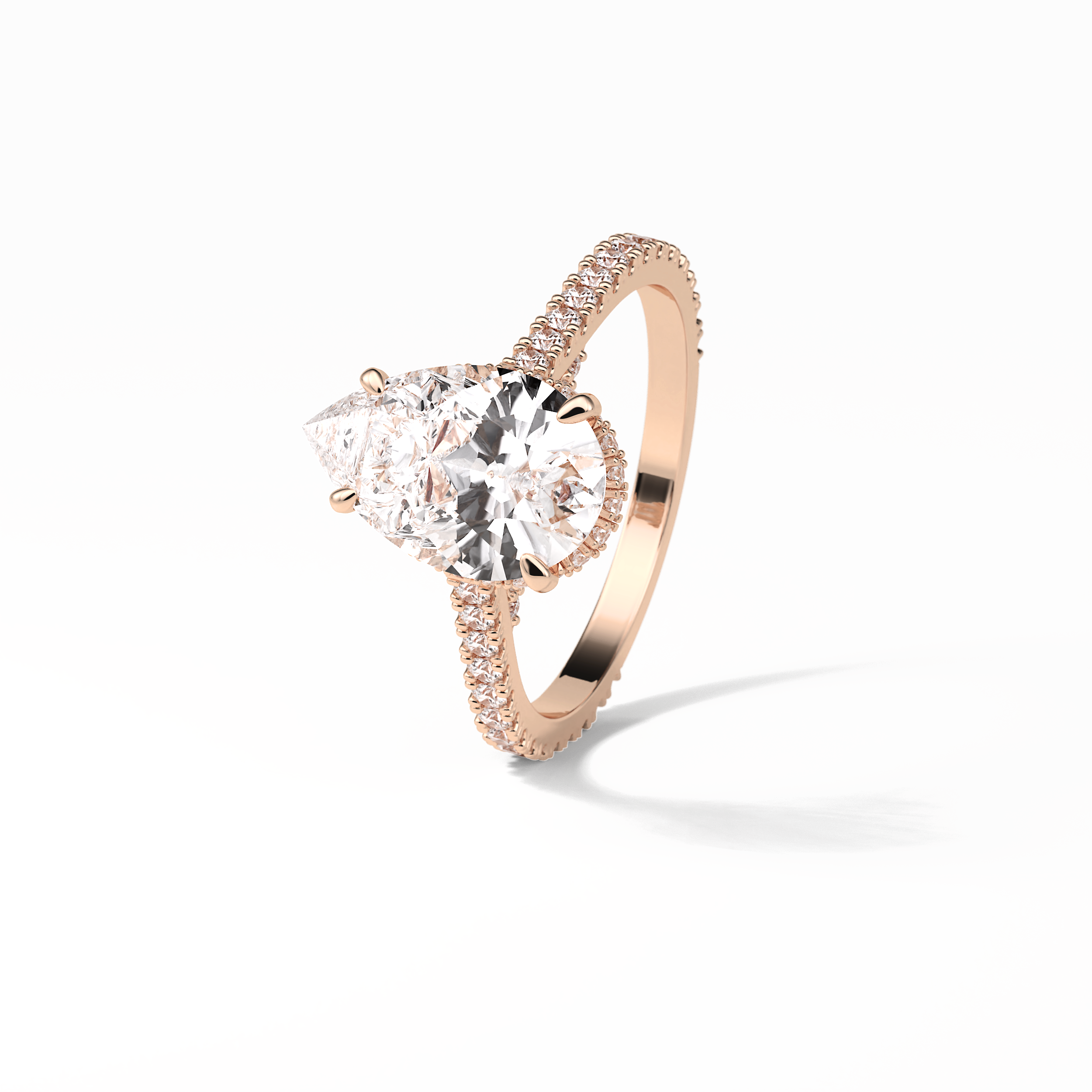 2.8 CT Pear Cut Pave & Hidden Halo Style Moissanite Engagement Ring 11