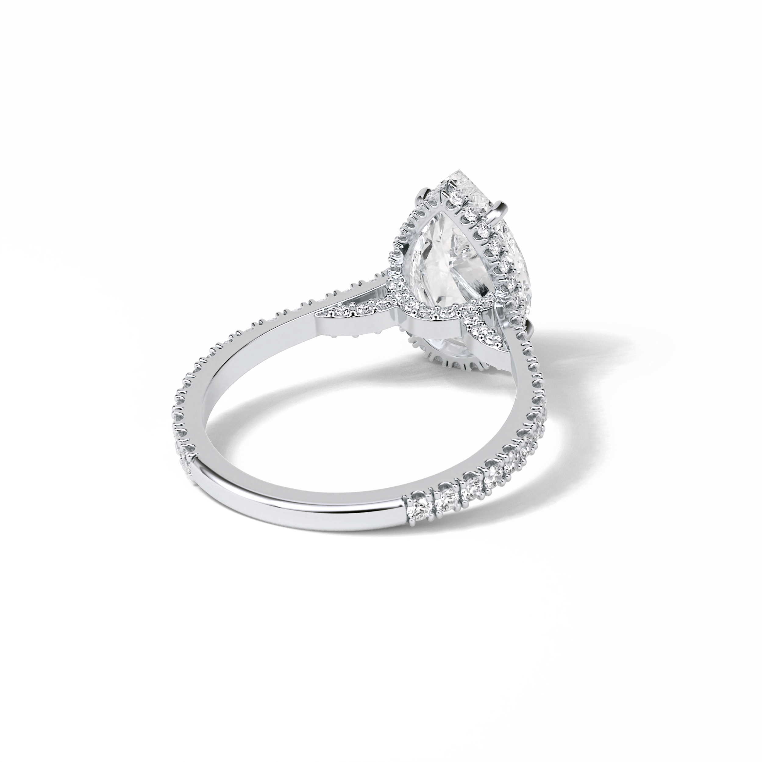 2.8 CT Pear Cut Pave & Hidden Halo Style Moissanite Engagement Ring 3