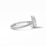 2.8 CT Pear Cut Pave & Hidden Halo Style Moissanite Engagement Ring 5