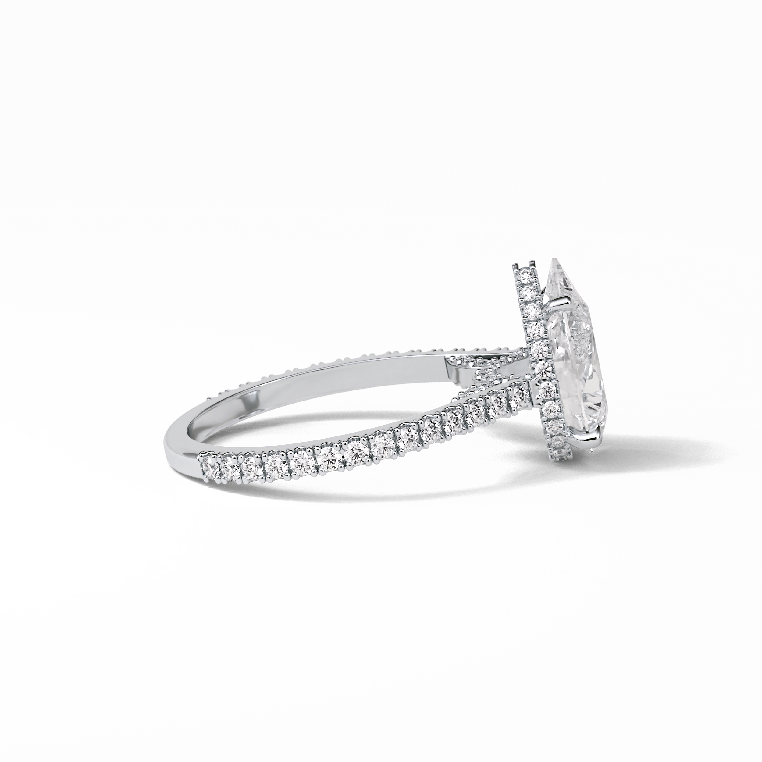 2.8 CT Pear Cut Pave & Hidden Halo Style Moissanite Engagement Ring 5