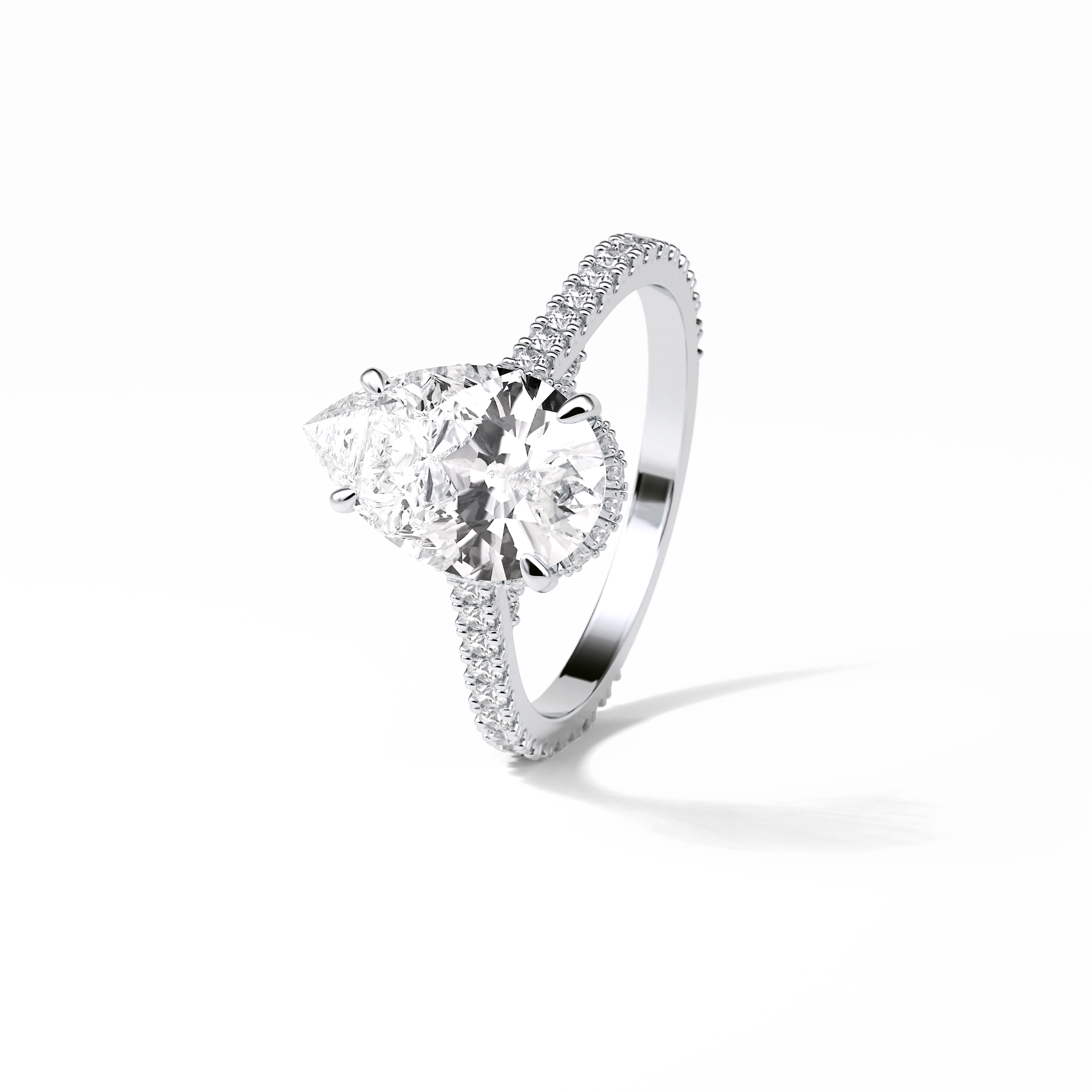 2.8 CT Pear Cut Pave & Hidden Halo Style Moissanite Engagement Ring 2