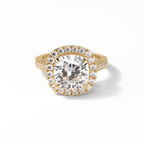 4.0 CT Cushion Cut Pave & Hidden Halo Style Moissanite Engagement Ring 8
