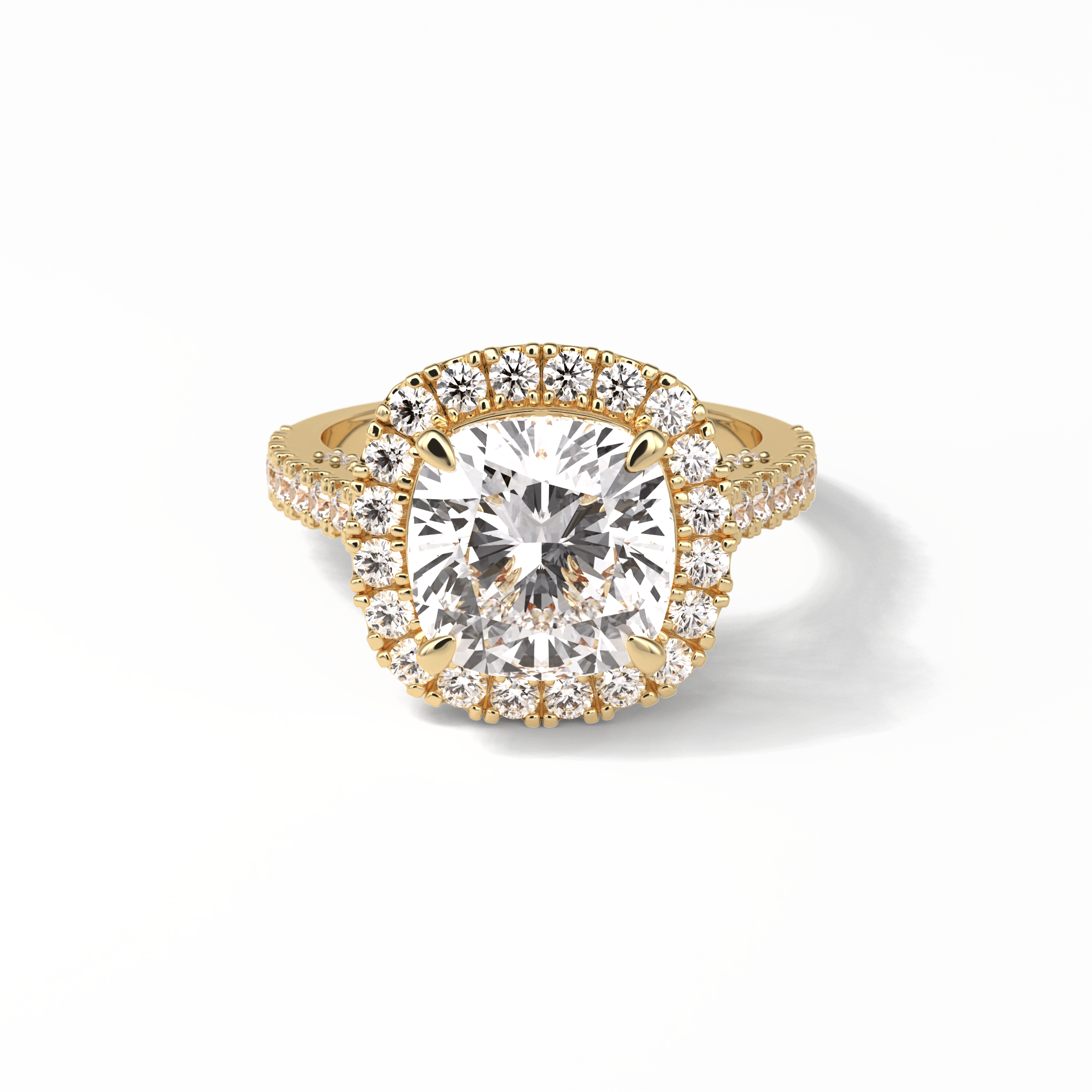 4.0 CT Cushion Cut Pave & Hidden Halo Style Moissanite Engagement Ring 8