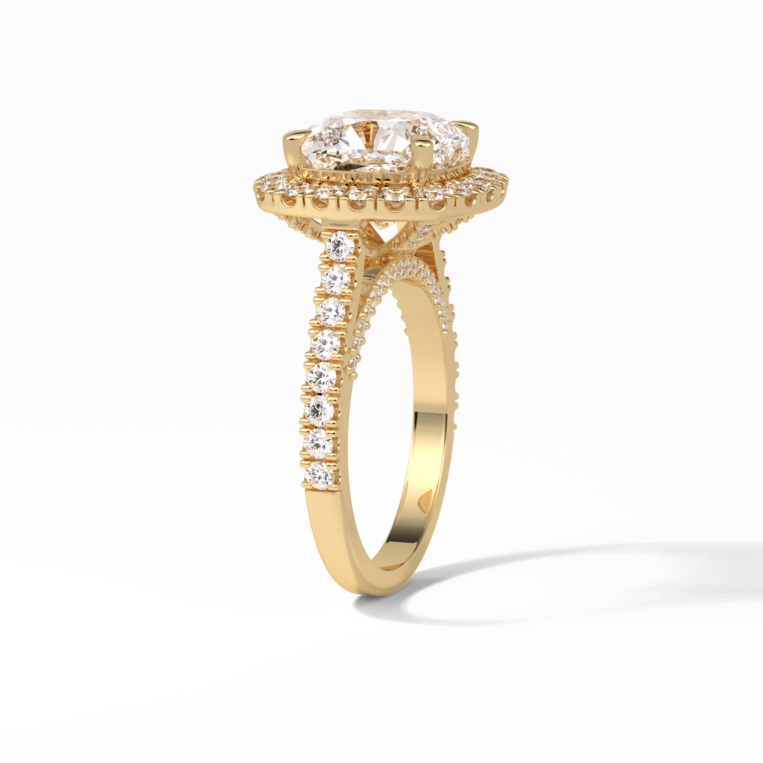 4.0 CT Cushion Cut Pave & Hidden Halo Style Moissanite Engagement Ring 17