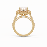 4.0 CT Cushion Cut Pave & Hidden Halo Style Moissanite Engagement Ring 19