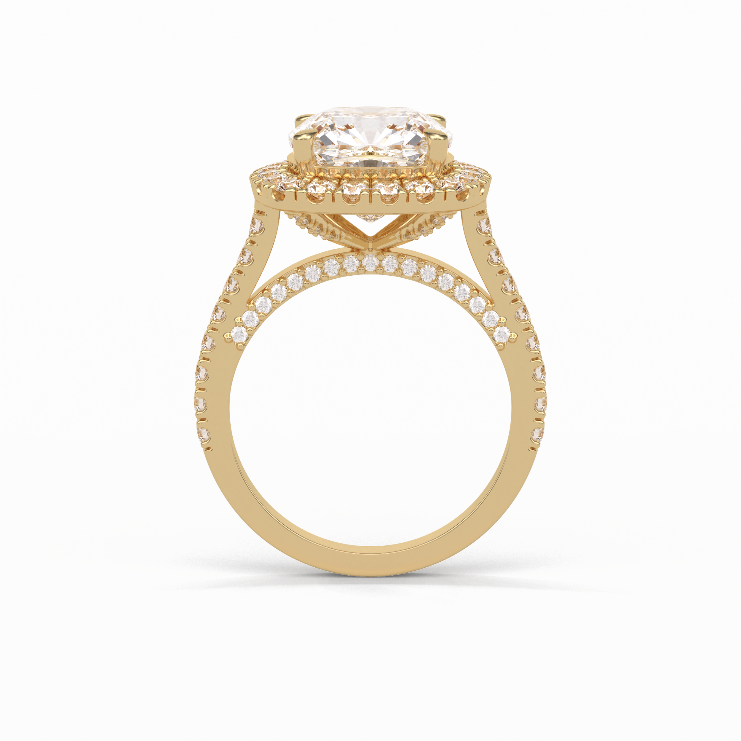 4.0 CT Cushion Cut Pave & Hidden Halo Style Moissanite Engagement Ring 19
