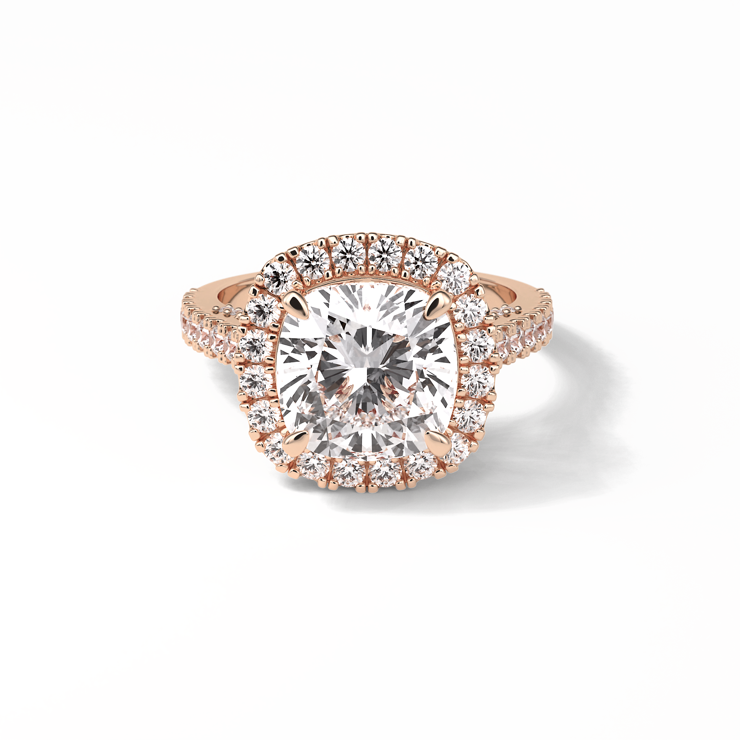 4.0 CT Cushion Cut Pave & Hidden Halo Style Moissanite Engagement Ring 15