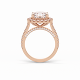 4.0 CT Cushion Cut Pave & Hidden Halo Style Moissanite Engagement Ring 9