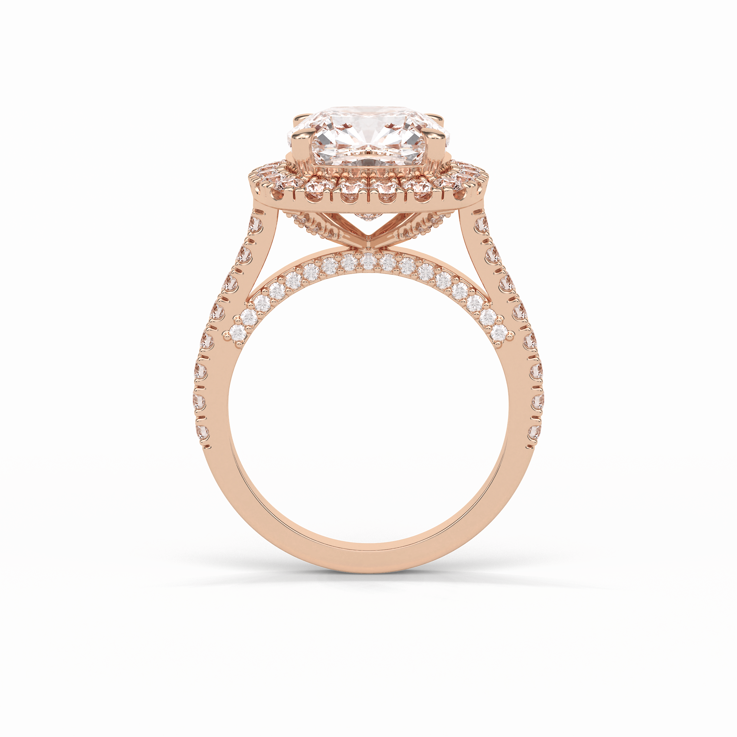 4.0 CT Cushion Cut Pave & Hidden Halo Style Moissanite Engagement Ring 9