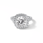 4.0 CT Cushion Cut Pave & Hidden Halo Style Moissanite Engagement Ring 1