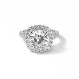 4.0 CT Cushion Cut Pave & Hidden Halo Style Moissanite Engagement Ring 1