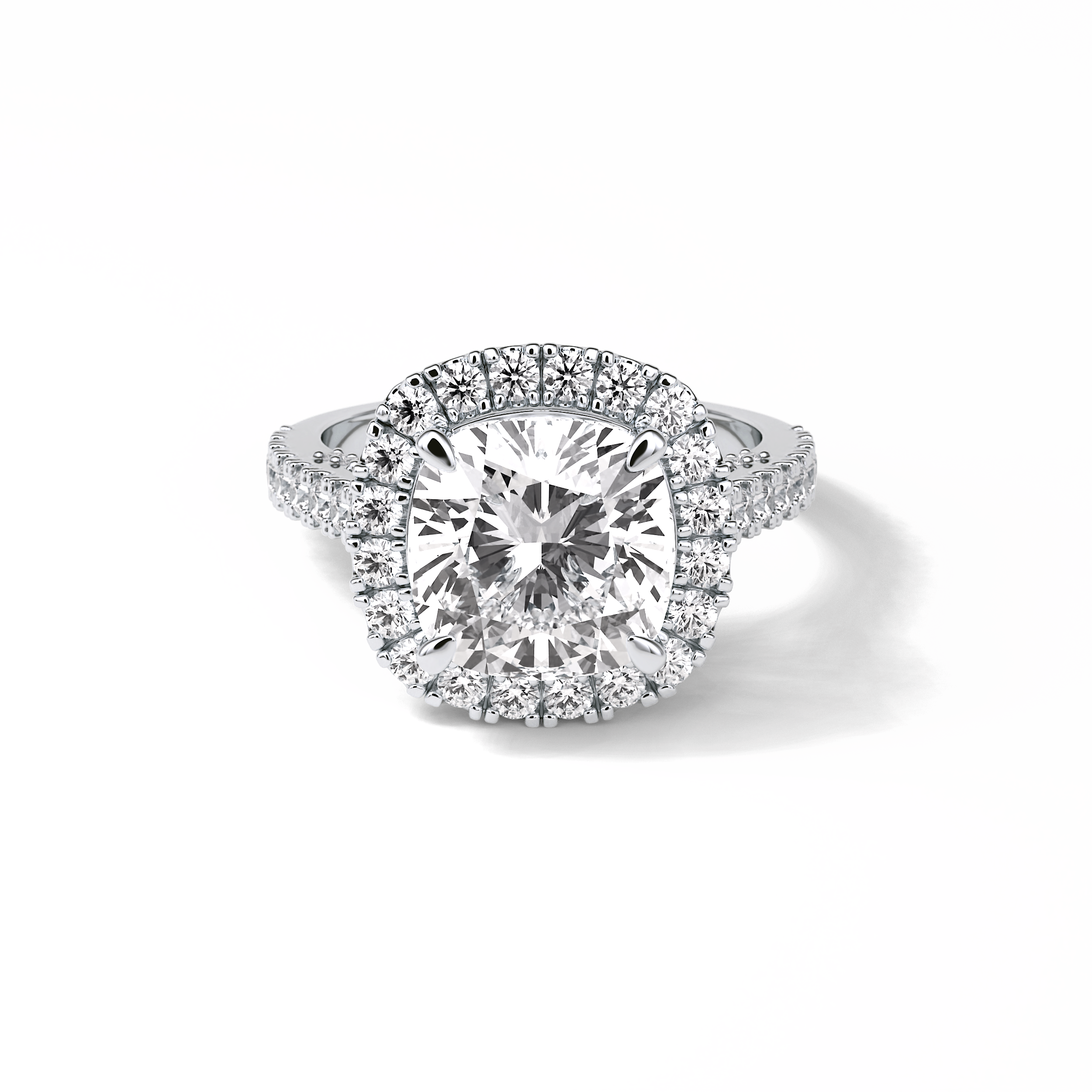 4.0 CT Cushion Cut Pave & Hidden Halo Style Moissanite Engagement Ring 1
