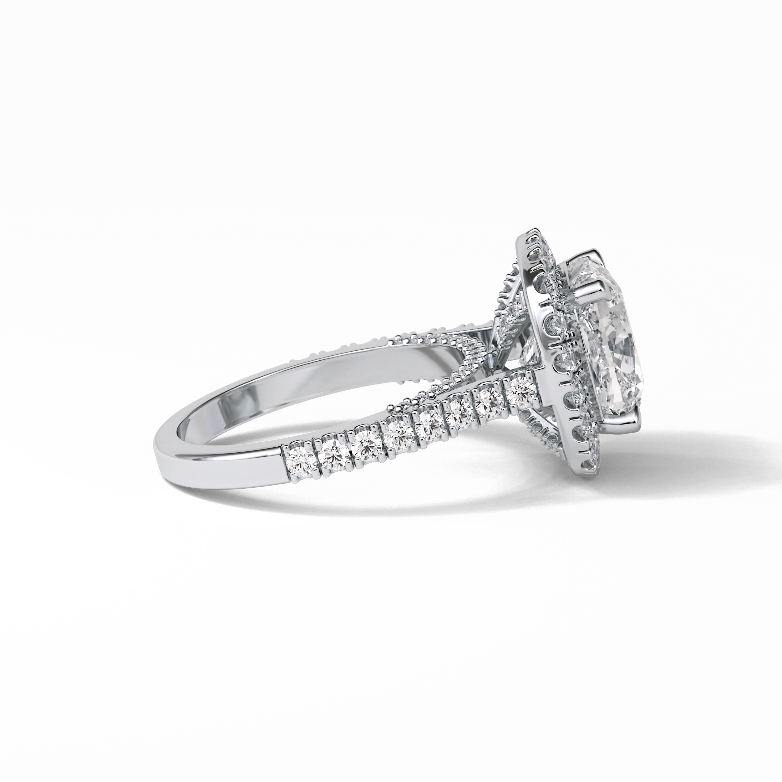 4.0 CT Cushion Cut Pave & Hidden Halo Style Moissanite Engagement Ring 6