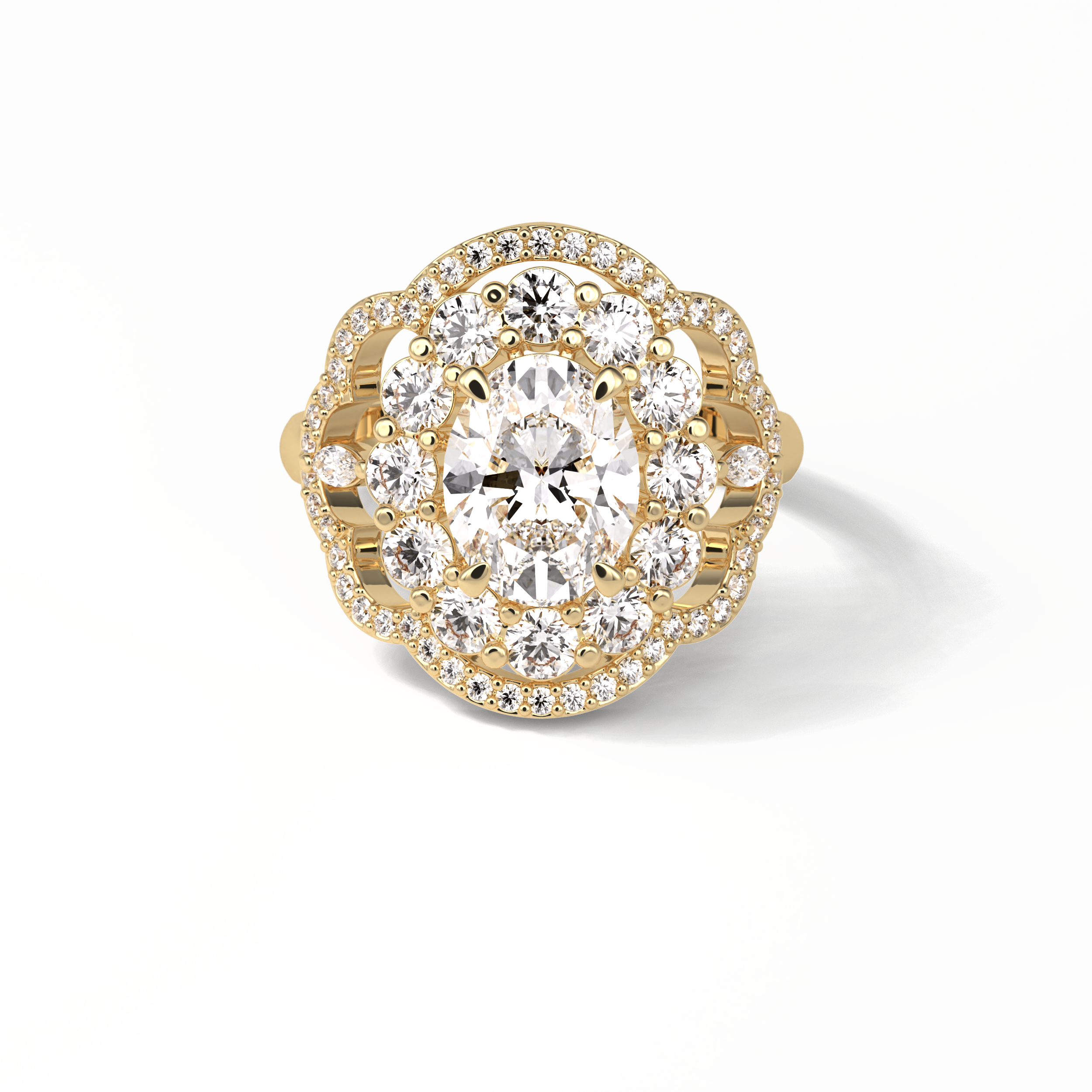 1.91 CT Oval Cut Halo Style Moissanite Engagement Ring 15