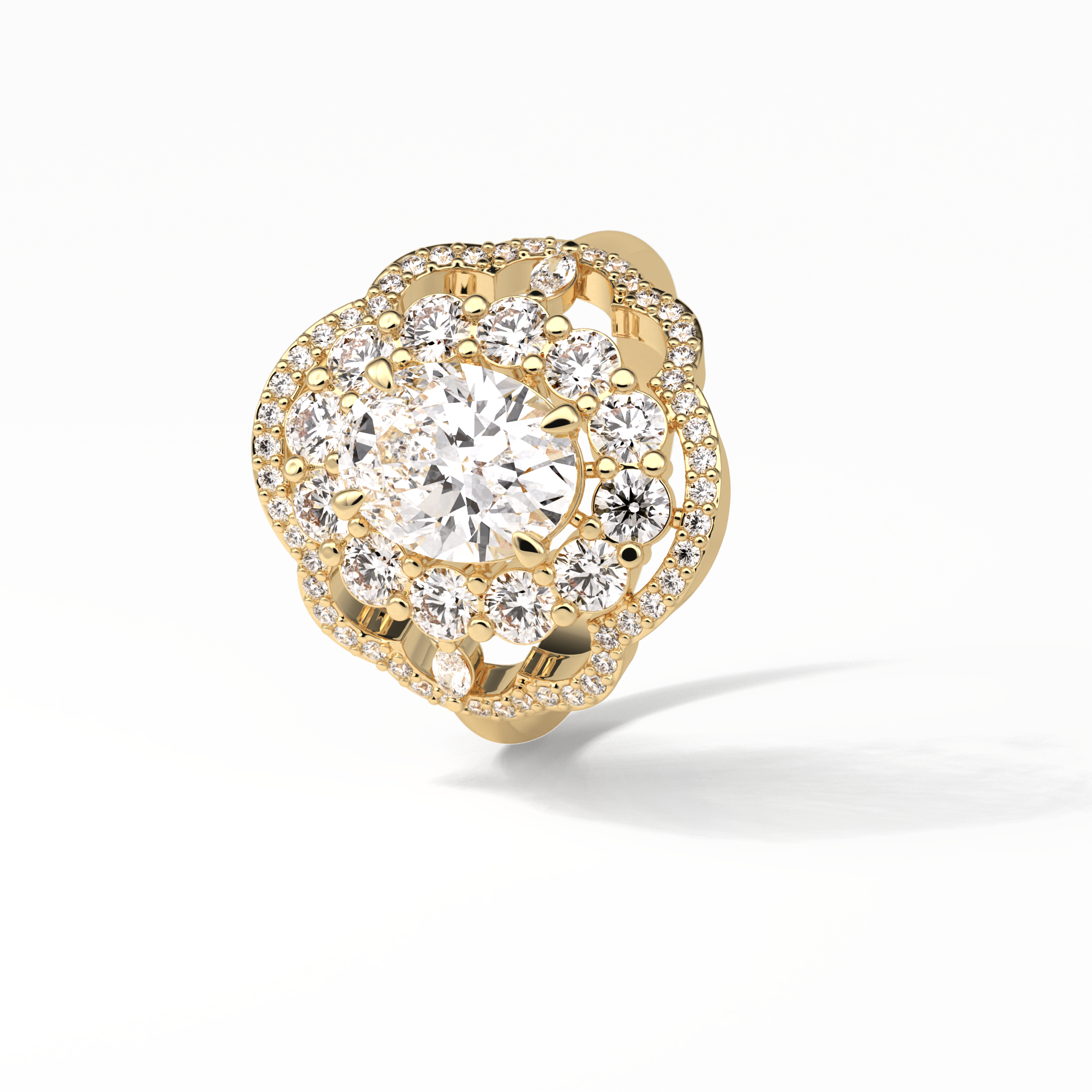 1.91 CT Oval Cut Halo Style Moissanite Engagement Ring 21