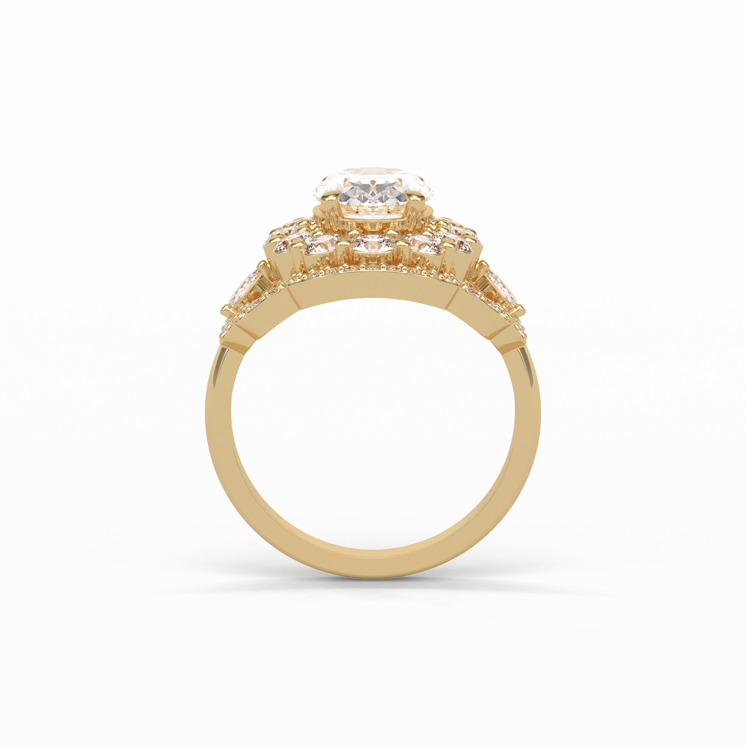 1.91 CT Oval Cut Halo Style Moissanite Engagement Ring 12