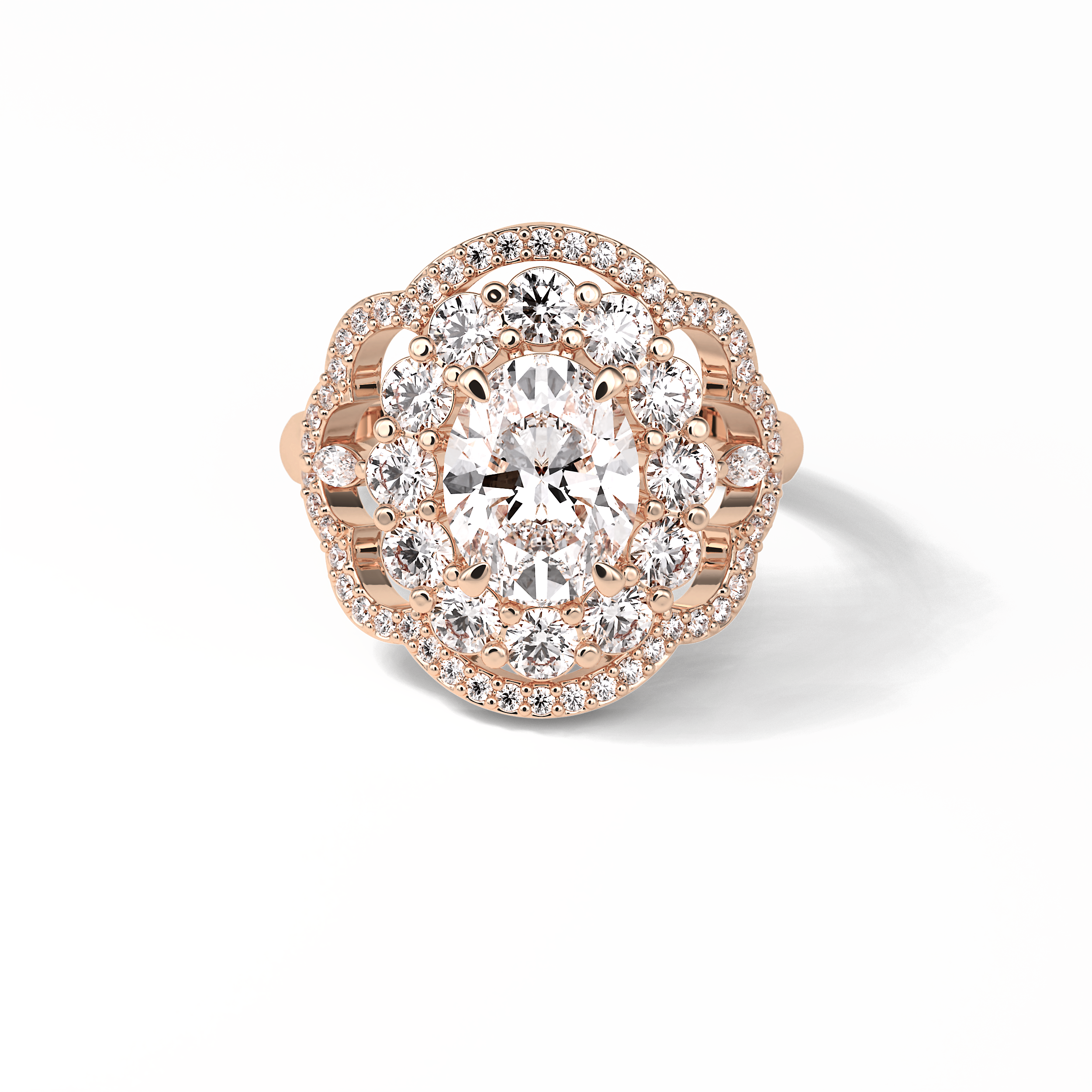 1.91 CT Oval Cut Halo Style Moissanite Engagement Ring 8