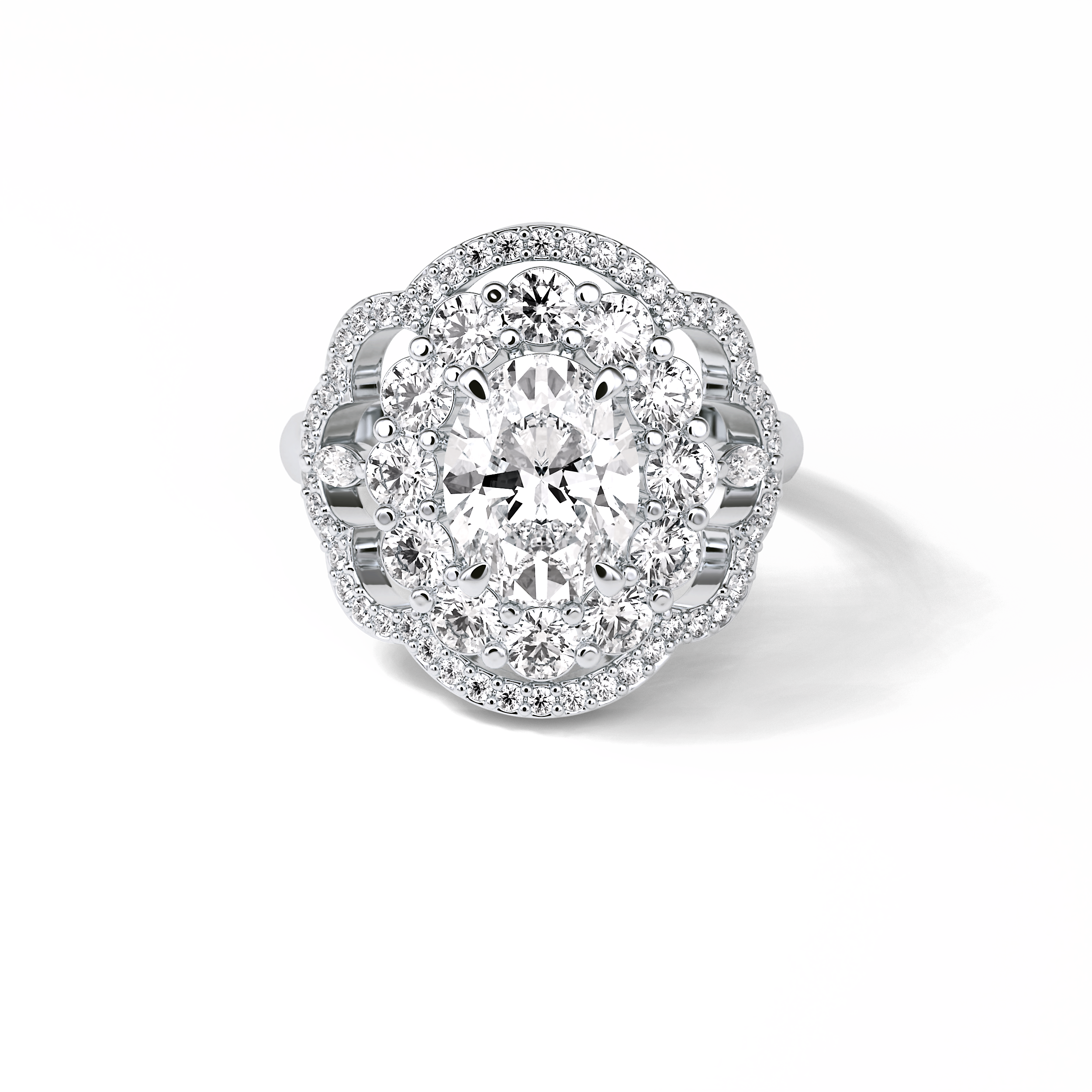 1.91 CT Oval Cut Halo Style Moissanite Engagement Ring 1