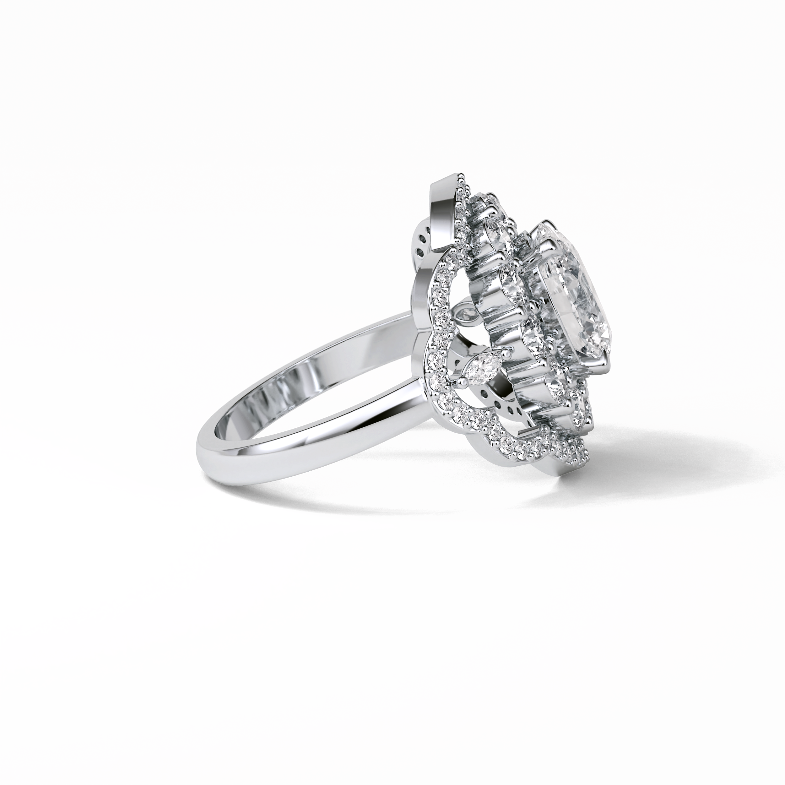 1.91 CT Oval Cut Halo Style Moissanite Engagement Ring 2