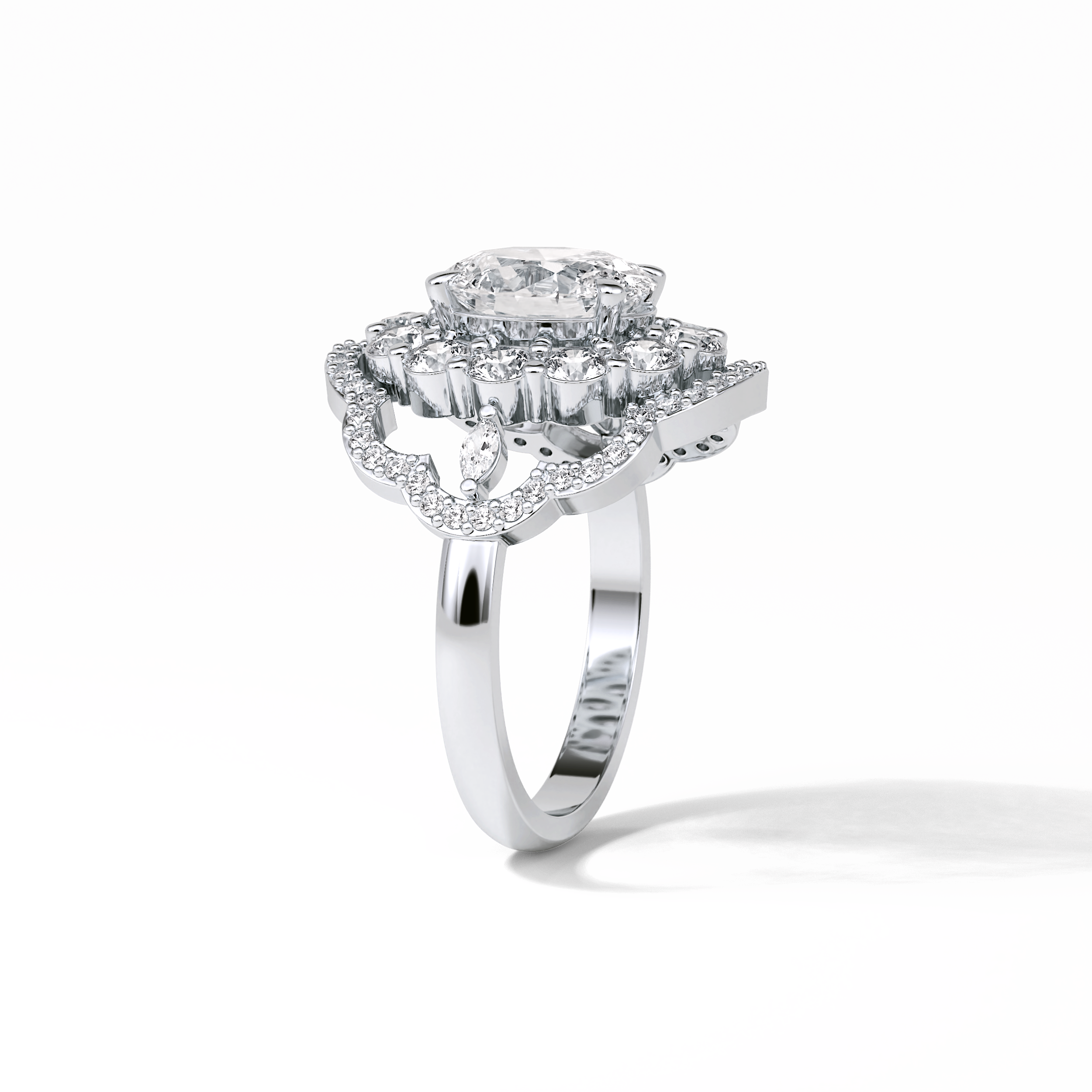 1.91 CT Oval Cut Halo Style Moissanite Engagement Ring 4