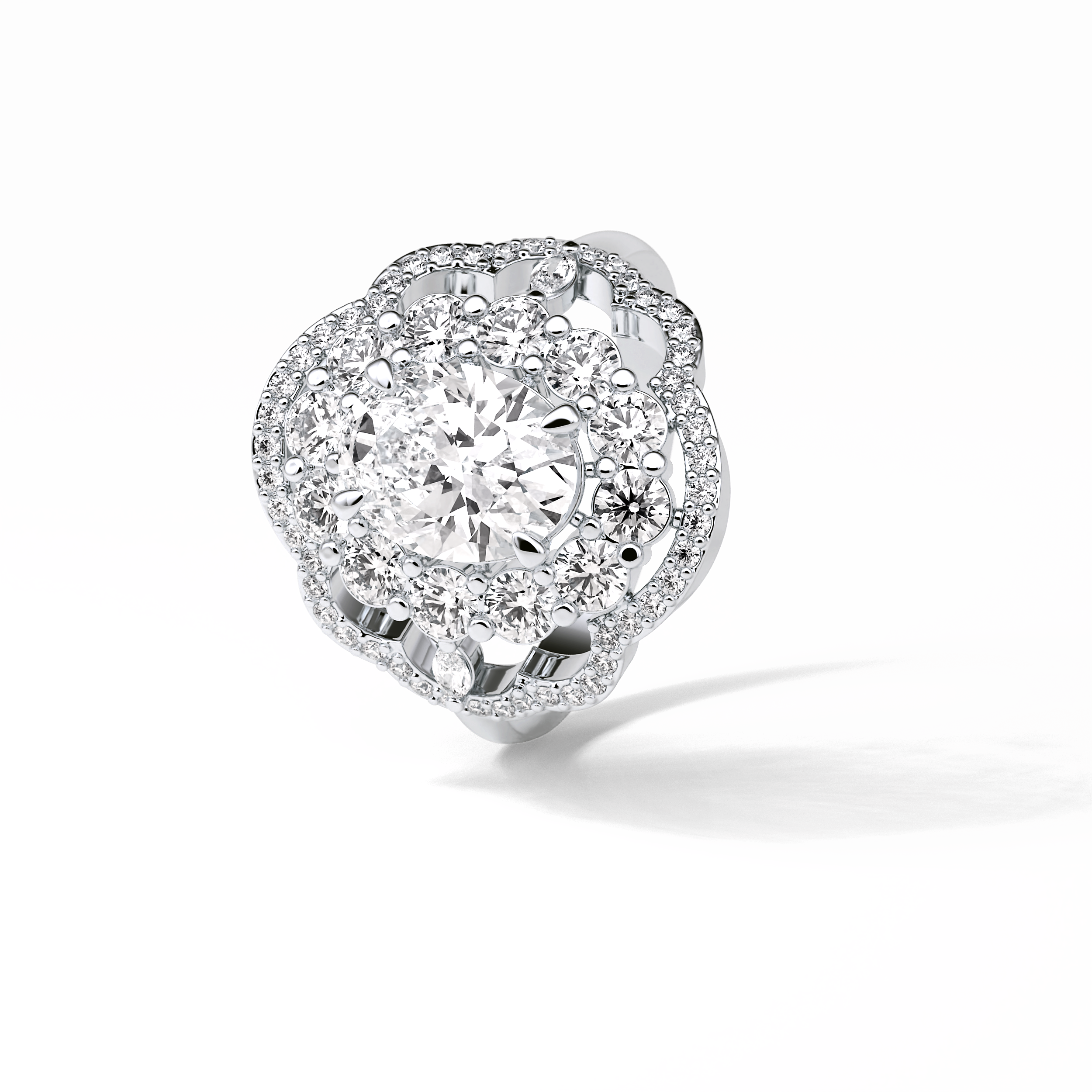 1.91 CT Oval Cut Halo Style Moissanite Engagement Ring 5
