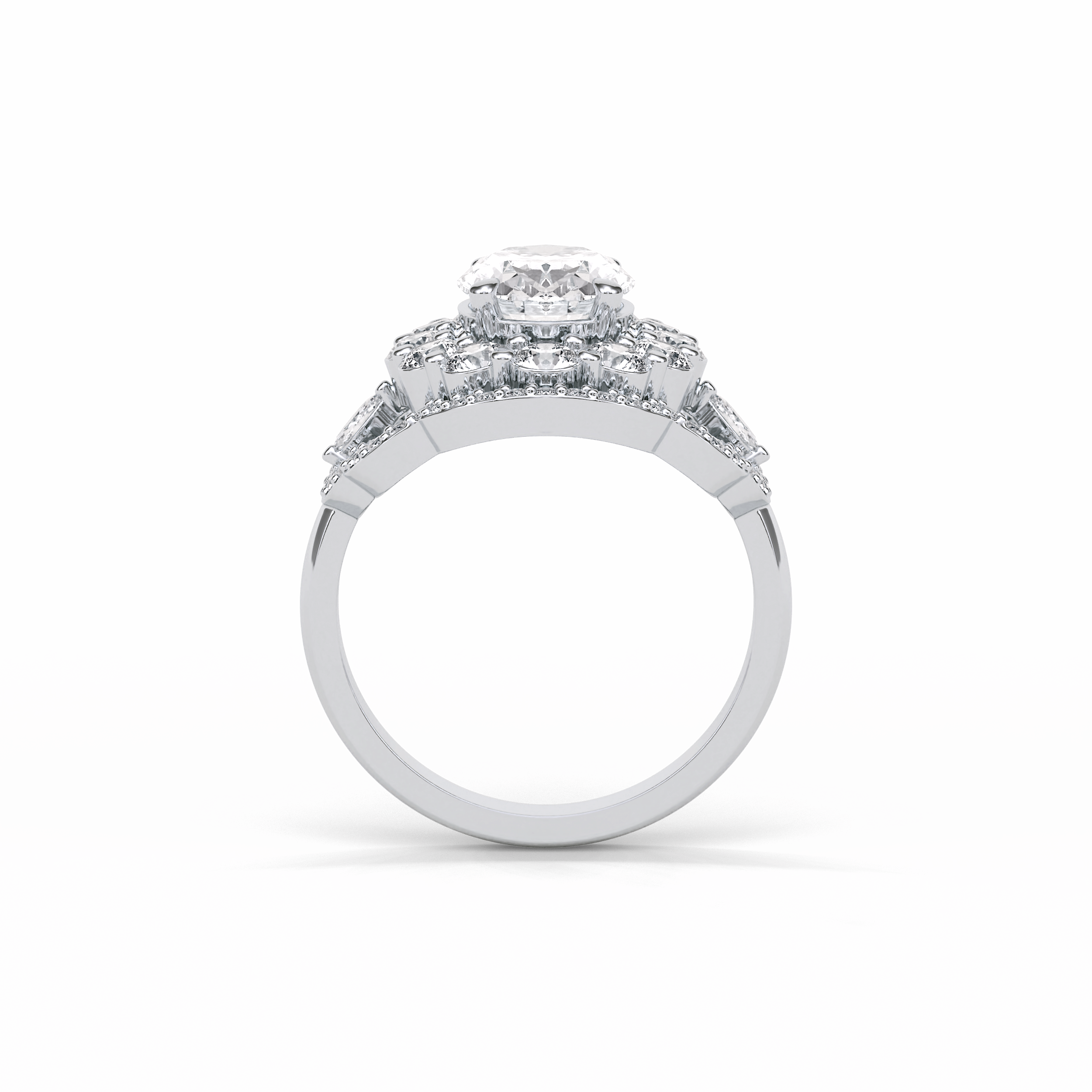 1.91 CT Oval Cut Halo Style Moissanite Engagement Ring 6