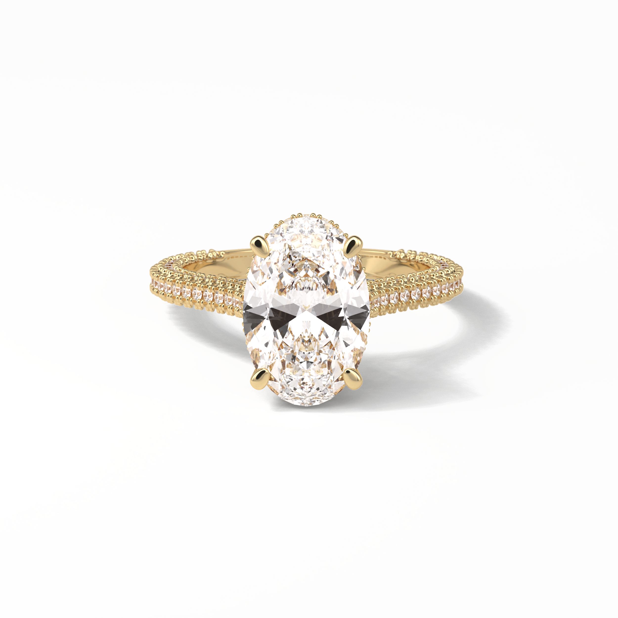 4.0 CT Oval Cut Pave & Hidden Halo Style Moissanite Engagement Ring 8