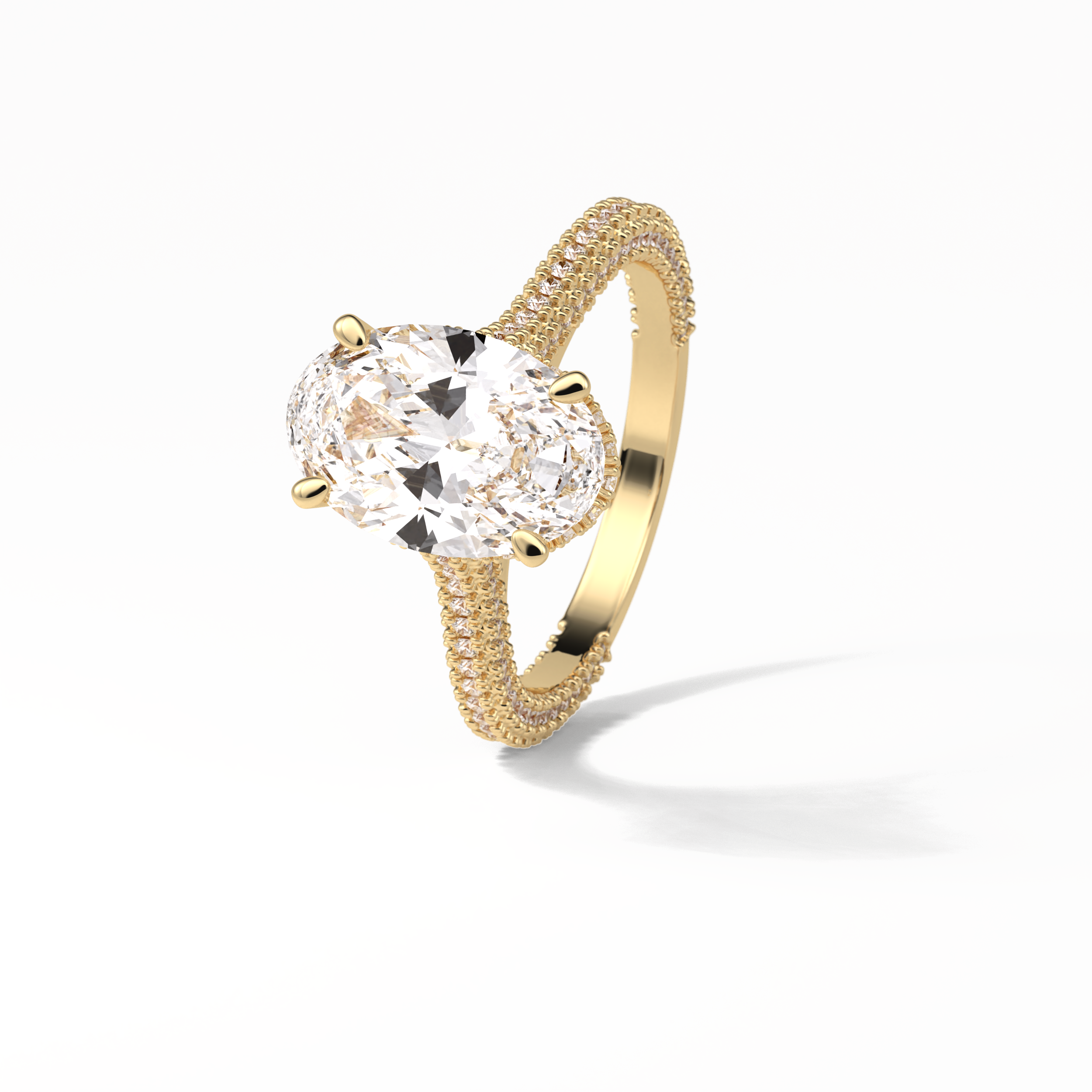 4.0 CT Oval Cut Pave & Hidden Halo Style Moissanite Engagement Ring 16