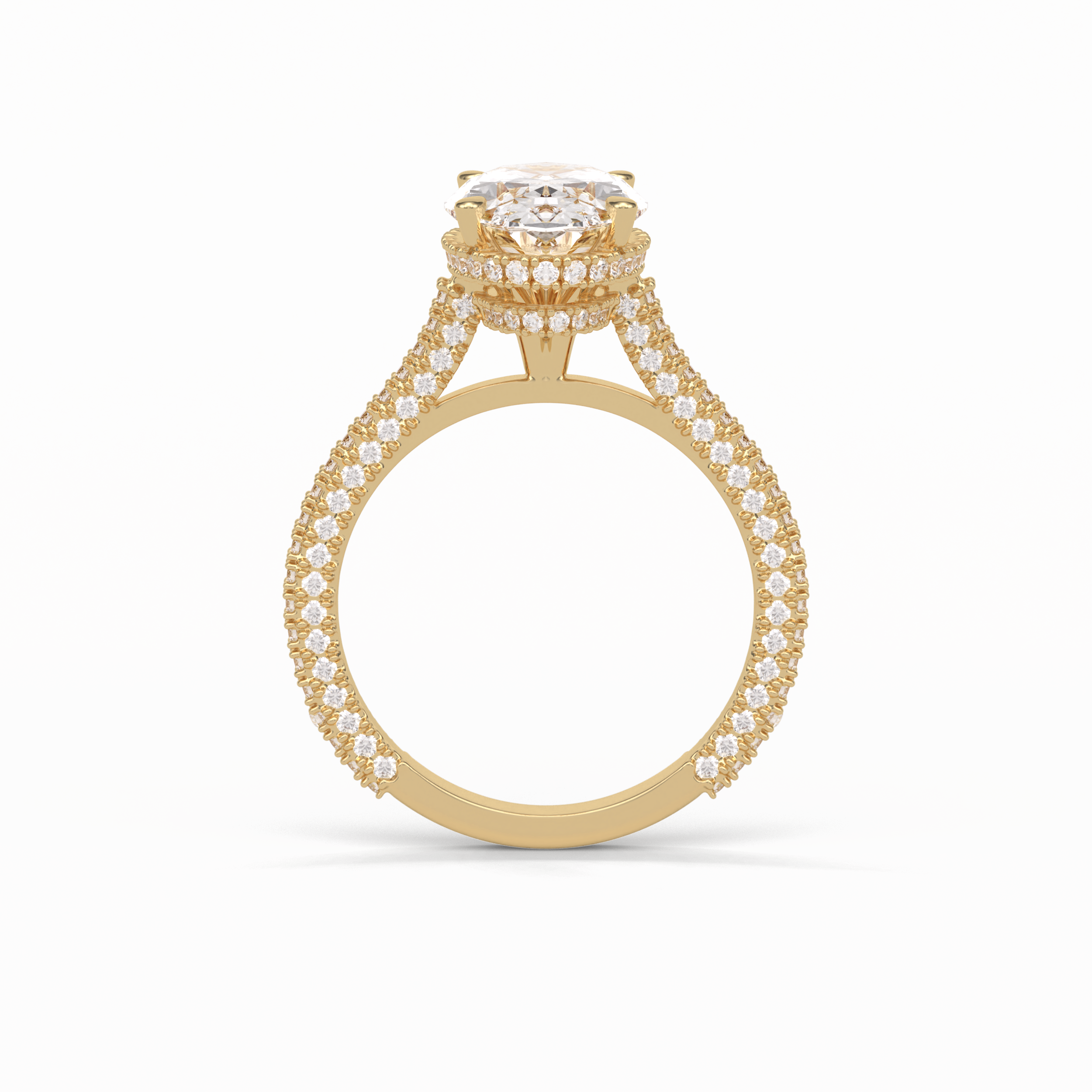 4.0 CT Oval Cut Pave & Hidden Halo Style Moissanite Engagement Ring 17