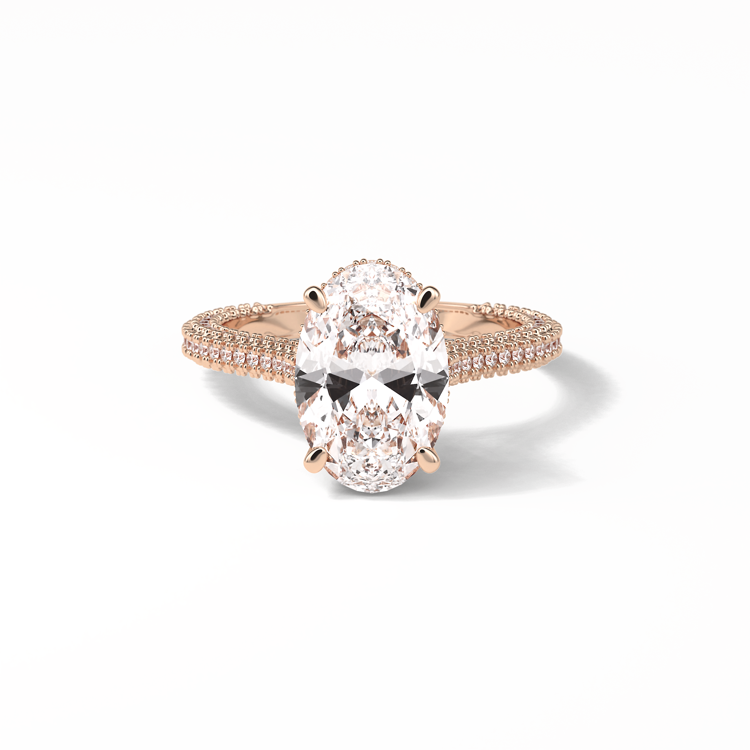 4.0 CT Oval Cut Pave & Hidden Halo Style Moissanite Engagement Ring 15