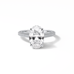 4.0 CT Oval Cut Pave & Hidden Halo Style Moissanite Engagement Ring 1