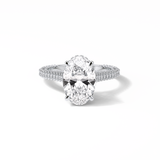 4.0 CT Oval Cut Pave & Hidden Halo Style Moissanite Engagement Ring 1