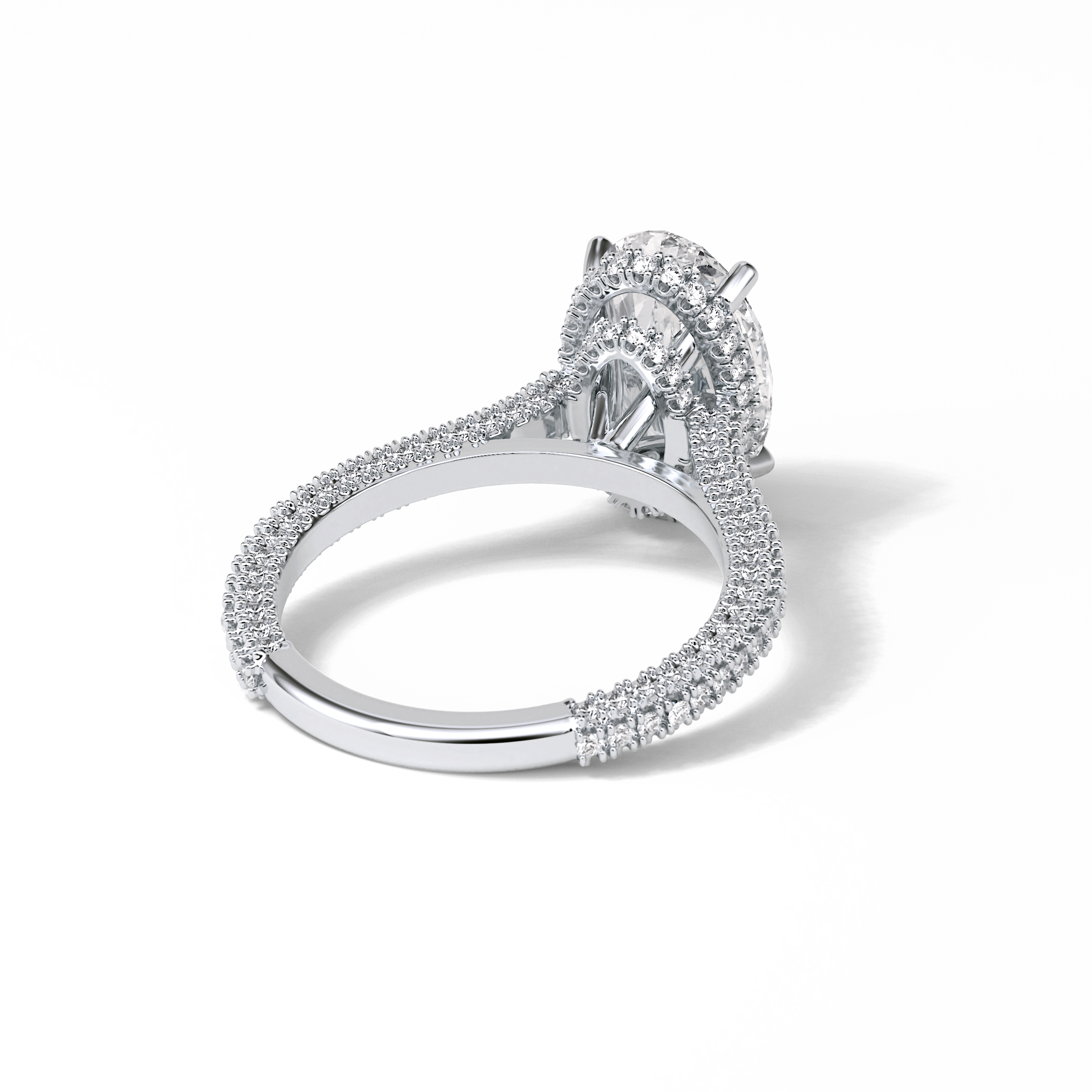 4.0 CT Oval Cut Pave & Hidden Halo Style Moissanite Engagement Ring 6