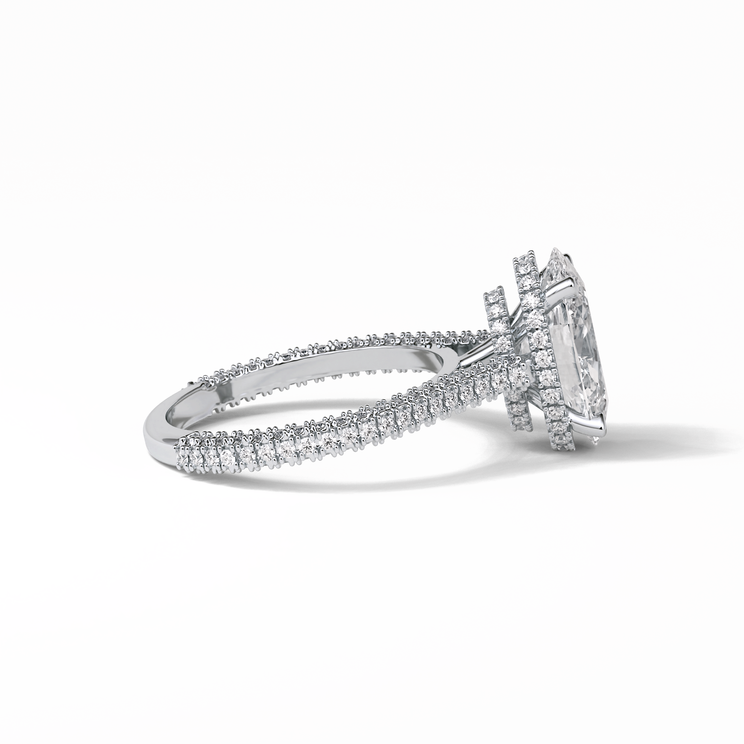4.0 CT Oval Cut Pave & Hidden Halo Style Moissanite Engagement Ring 7