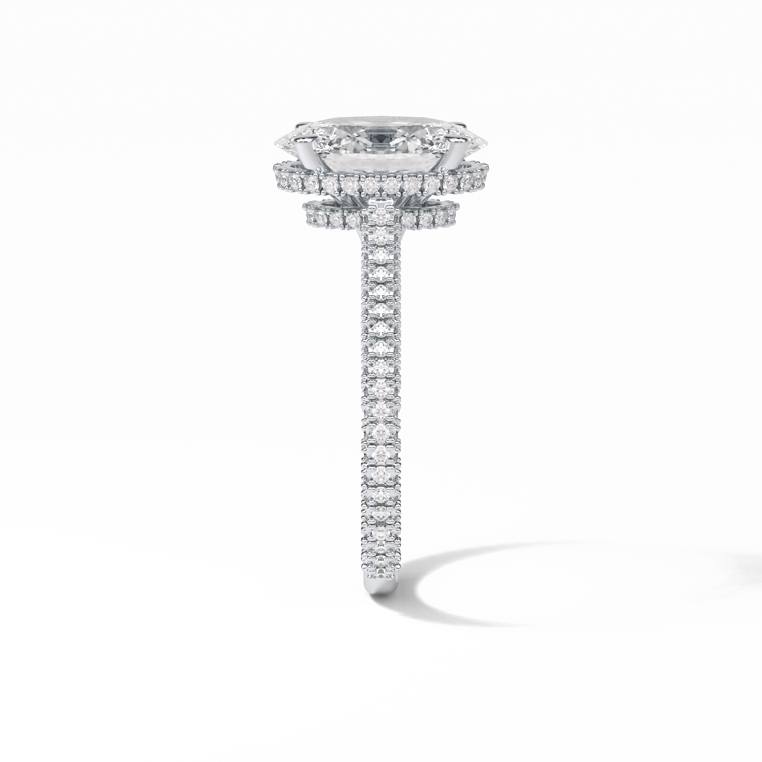 4.0 CT Oval Cut Pave & Hidden Halo Style Moissanite Engagement Ring 2