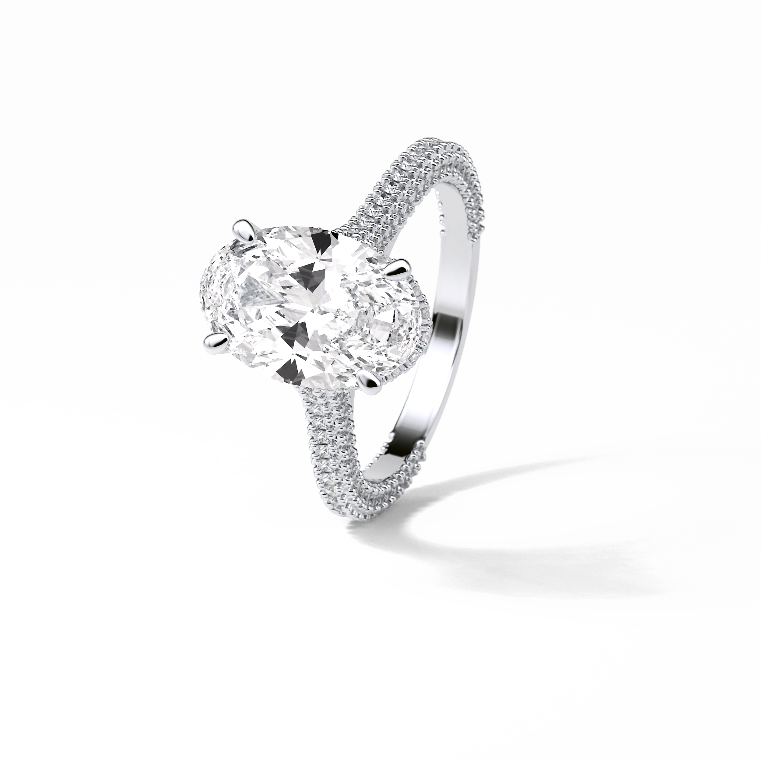4.0 CT Oval Cut Pave & Hidden Halo Style Moissanite Engagement Ring 4