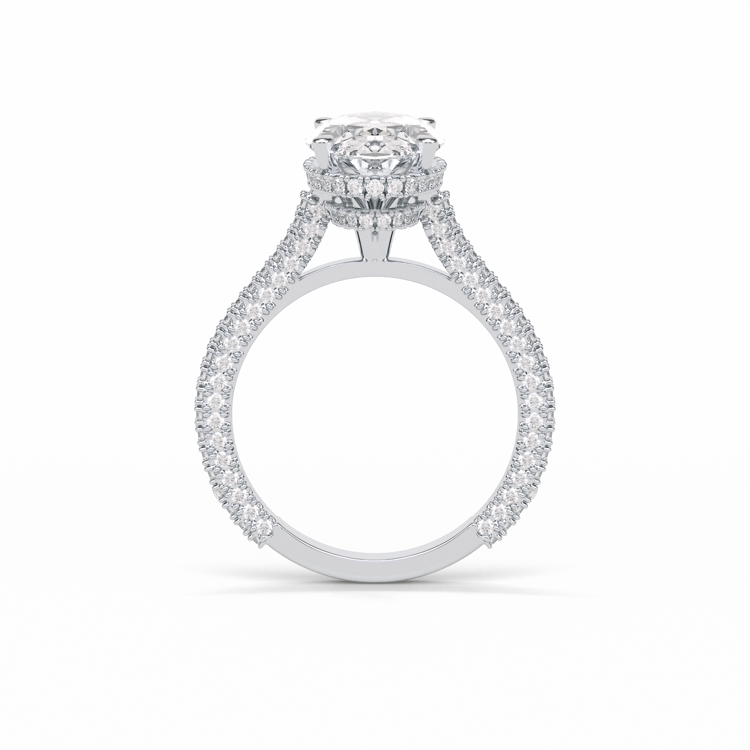 4.0 CT Oval Cut Pave & Hidden Halo Style Moissanite Engagement Ring 5