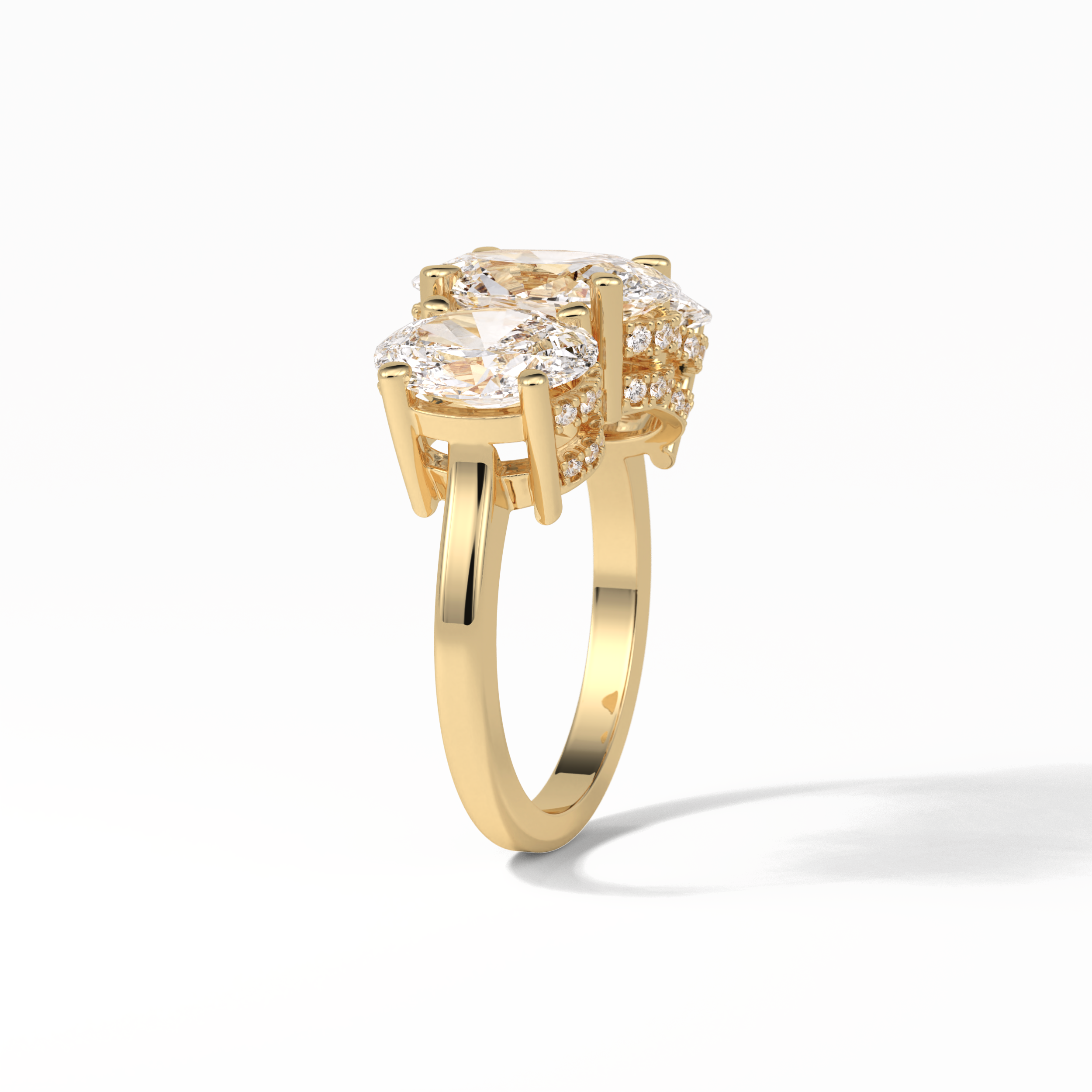 2.35 CT Oval Cut Three Stones Style Moissanite Engagement Ring 13