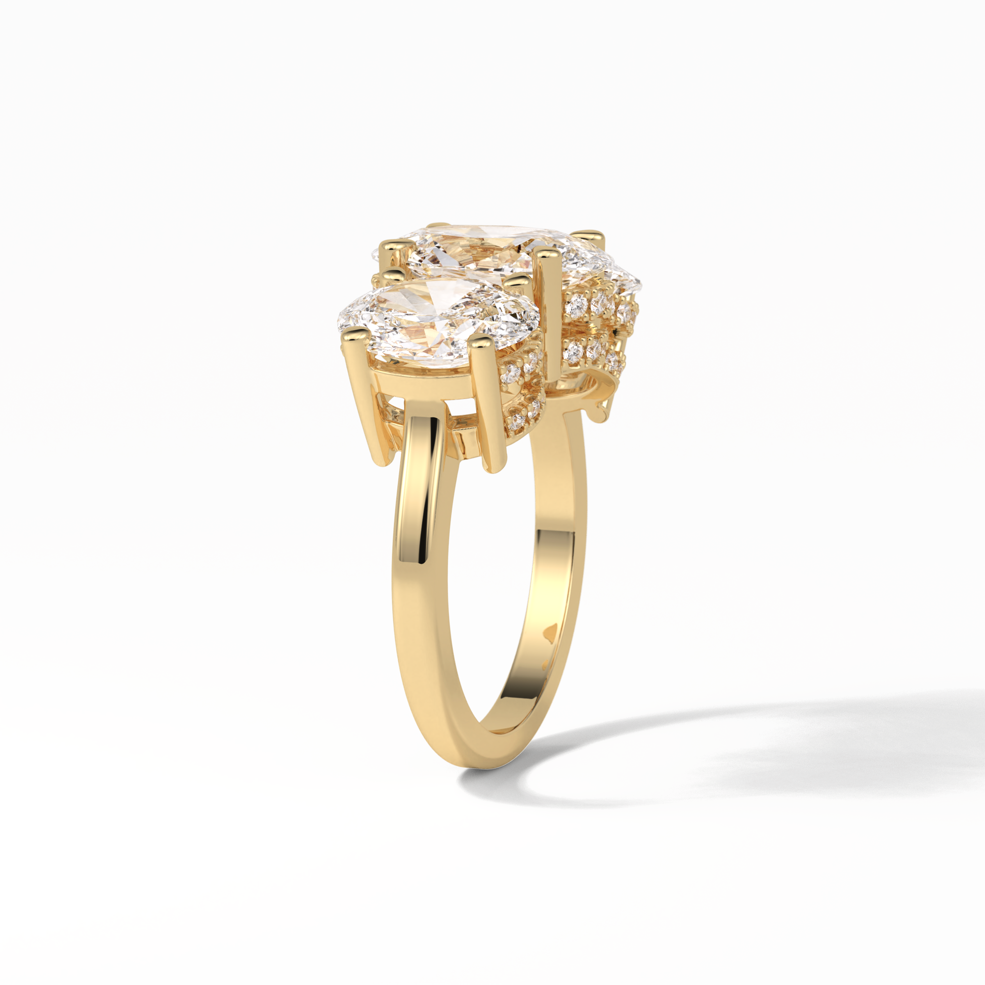 2.35 CT Oval Cut Three Stones Style Moissanite Engagement Ring 13