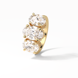 2.35 CT Oval Cut Three Stones Style Moissanite Engagement Ring 14