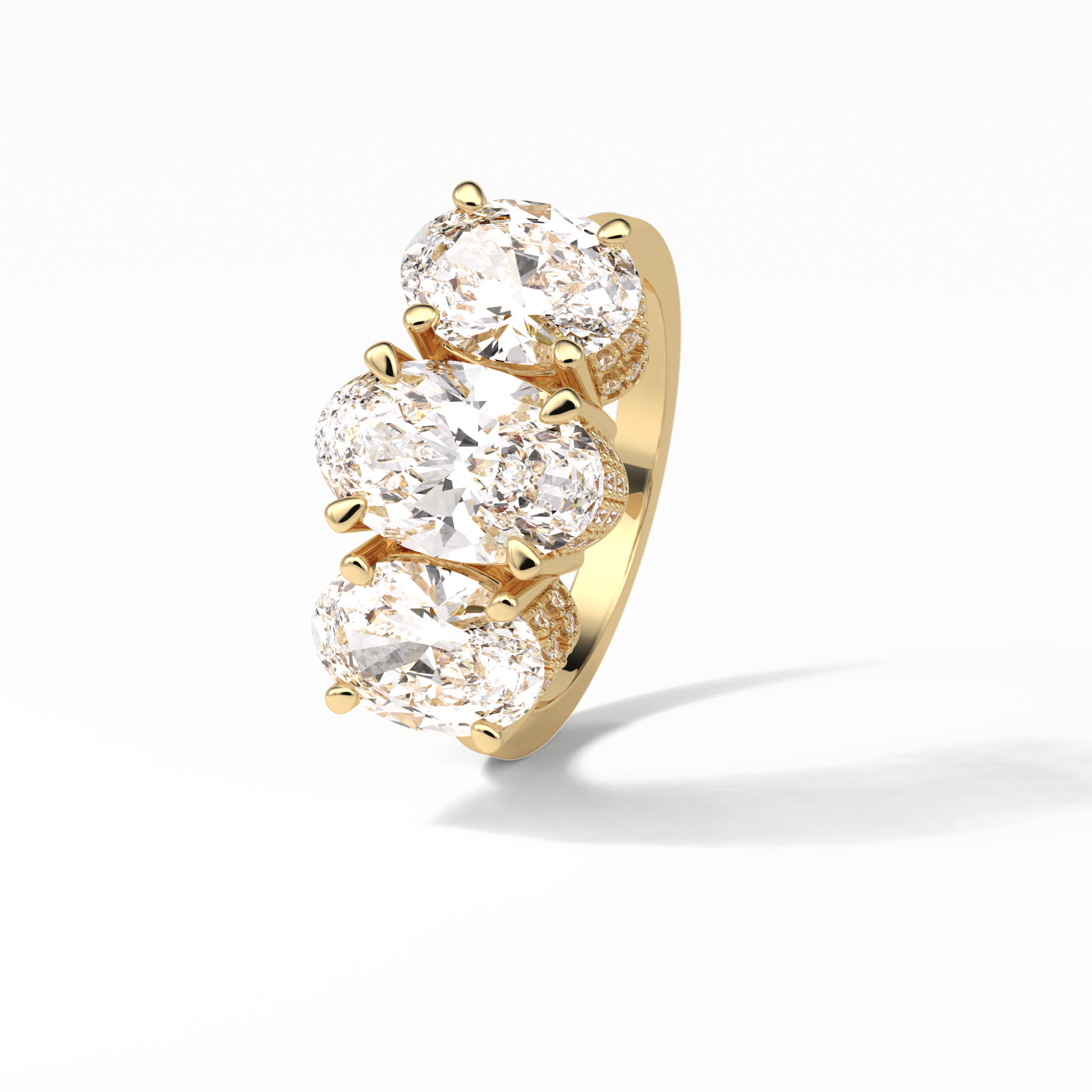 2.35 CT Oval Cut Three Stones Style Moissanite Engagement Ring 14