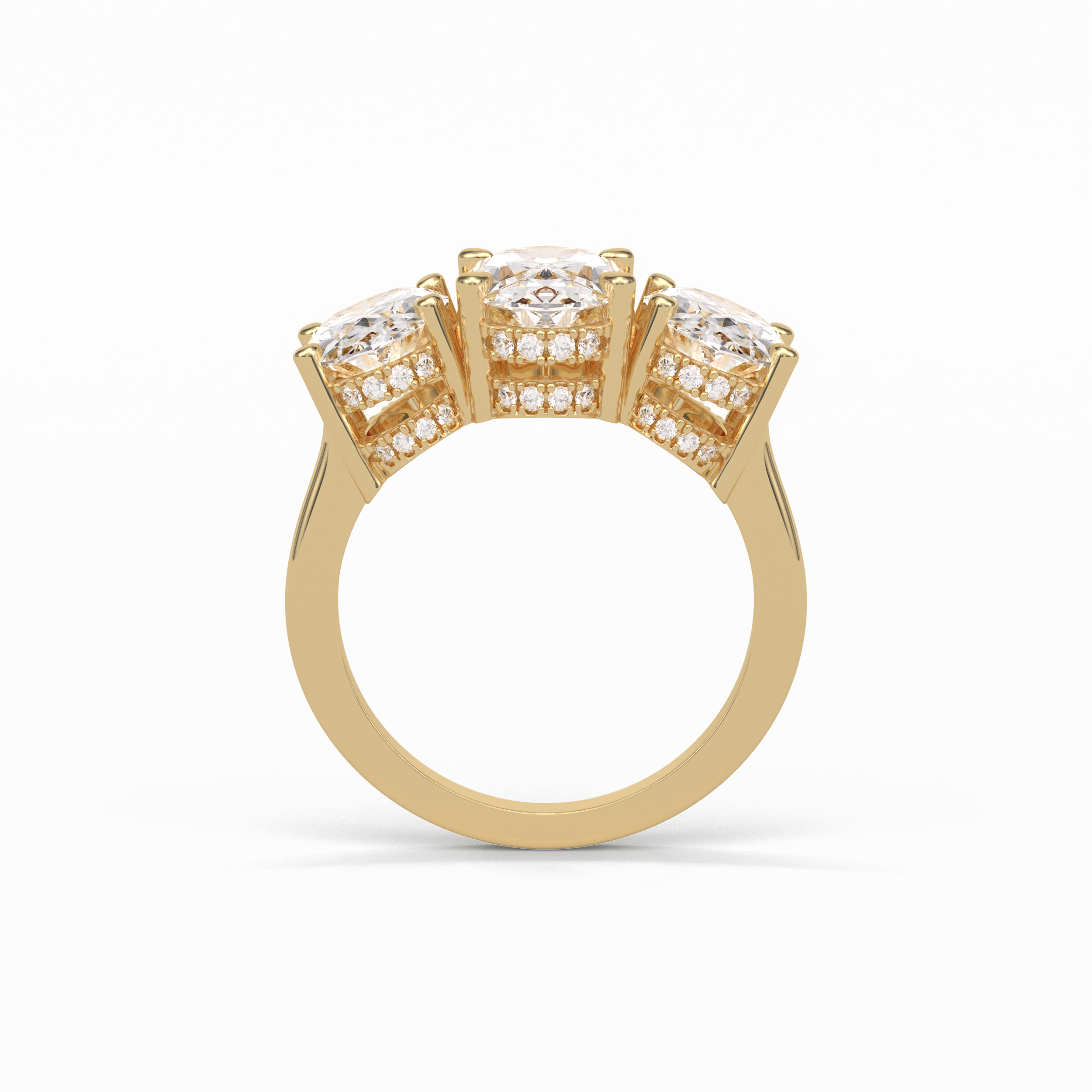 2.35 CT Oval Cut Three Stones Style Moissanite Engagement Ring 16