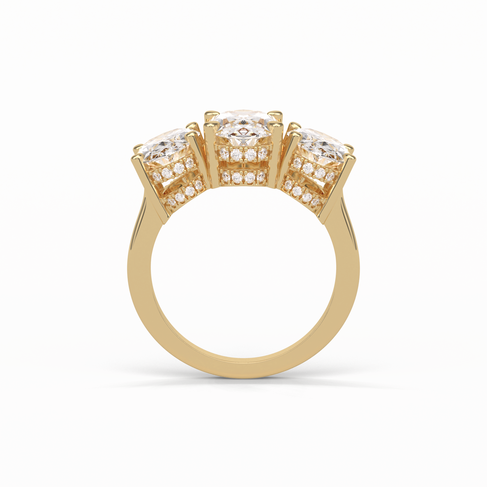 2.35 CT Oval Cut Three Stones Style Moissanite Engagement Ring 16
