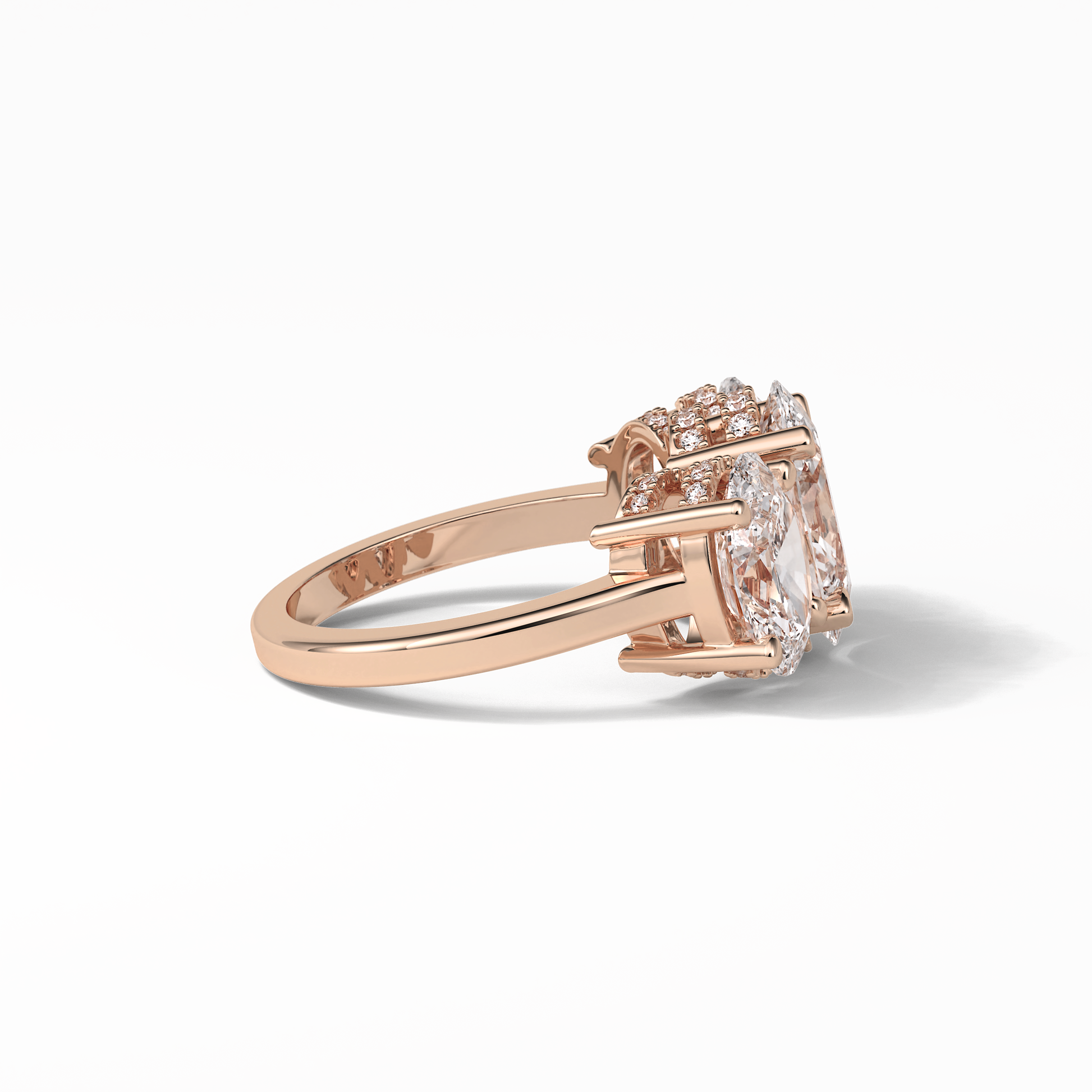 2.35 CT Oval Cut Three Stones Style Moissanite Engagement Ring 18
